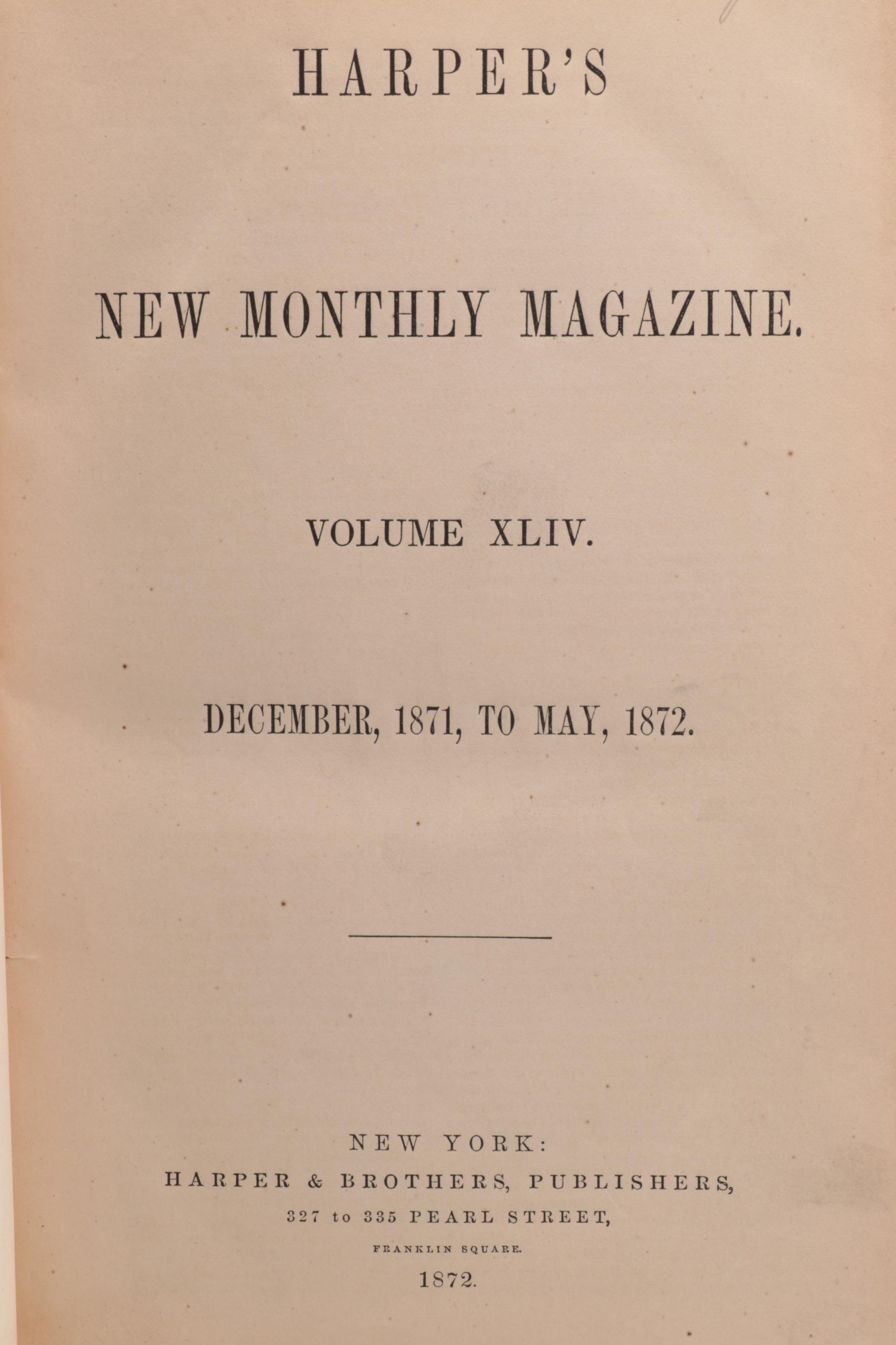"Harper's New Monthly Magazine" Volume XLIV, December 1871–May 1872
