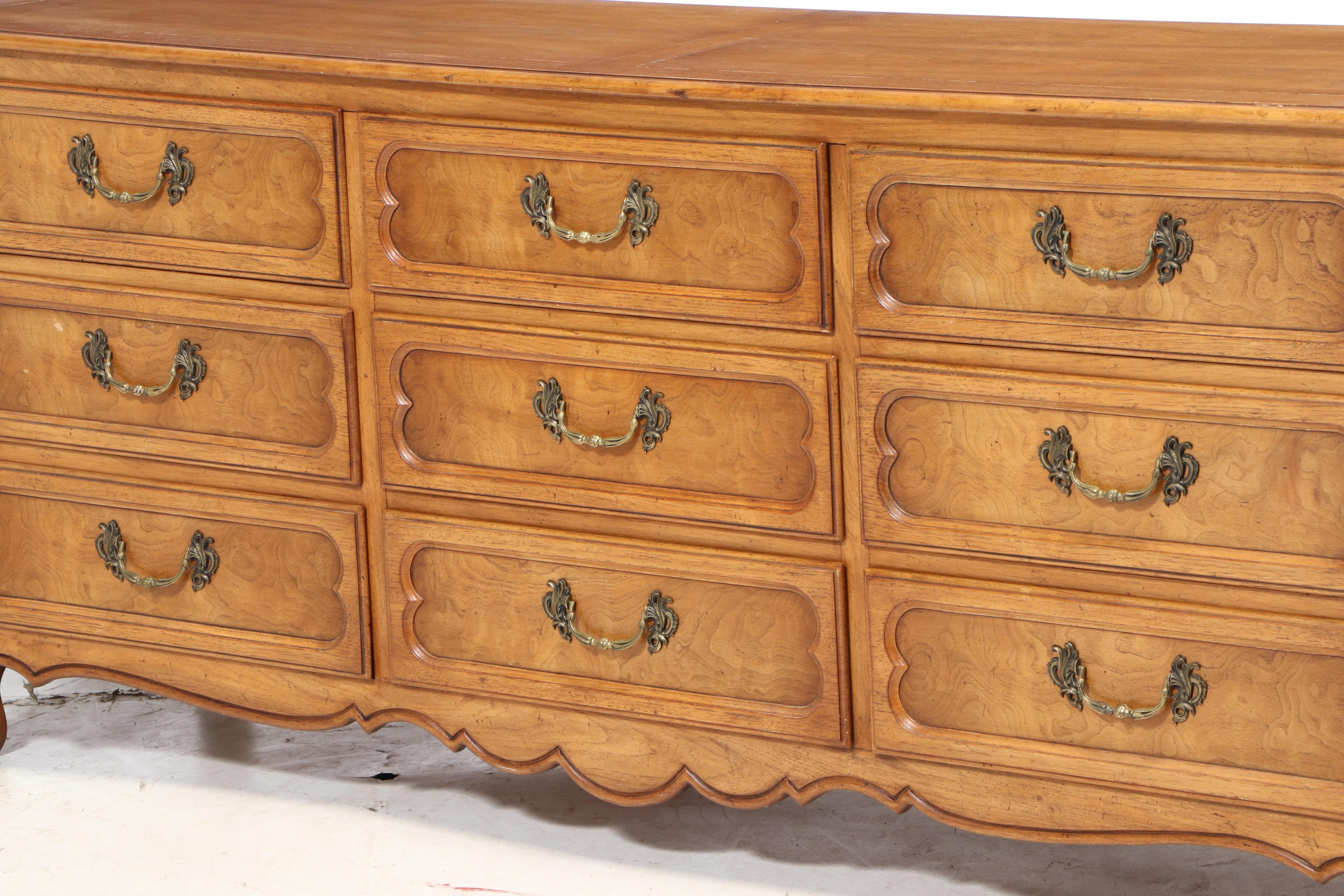 Baker Milling Road French Provincial Style Pecan Dresser, Mid-20th Century