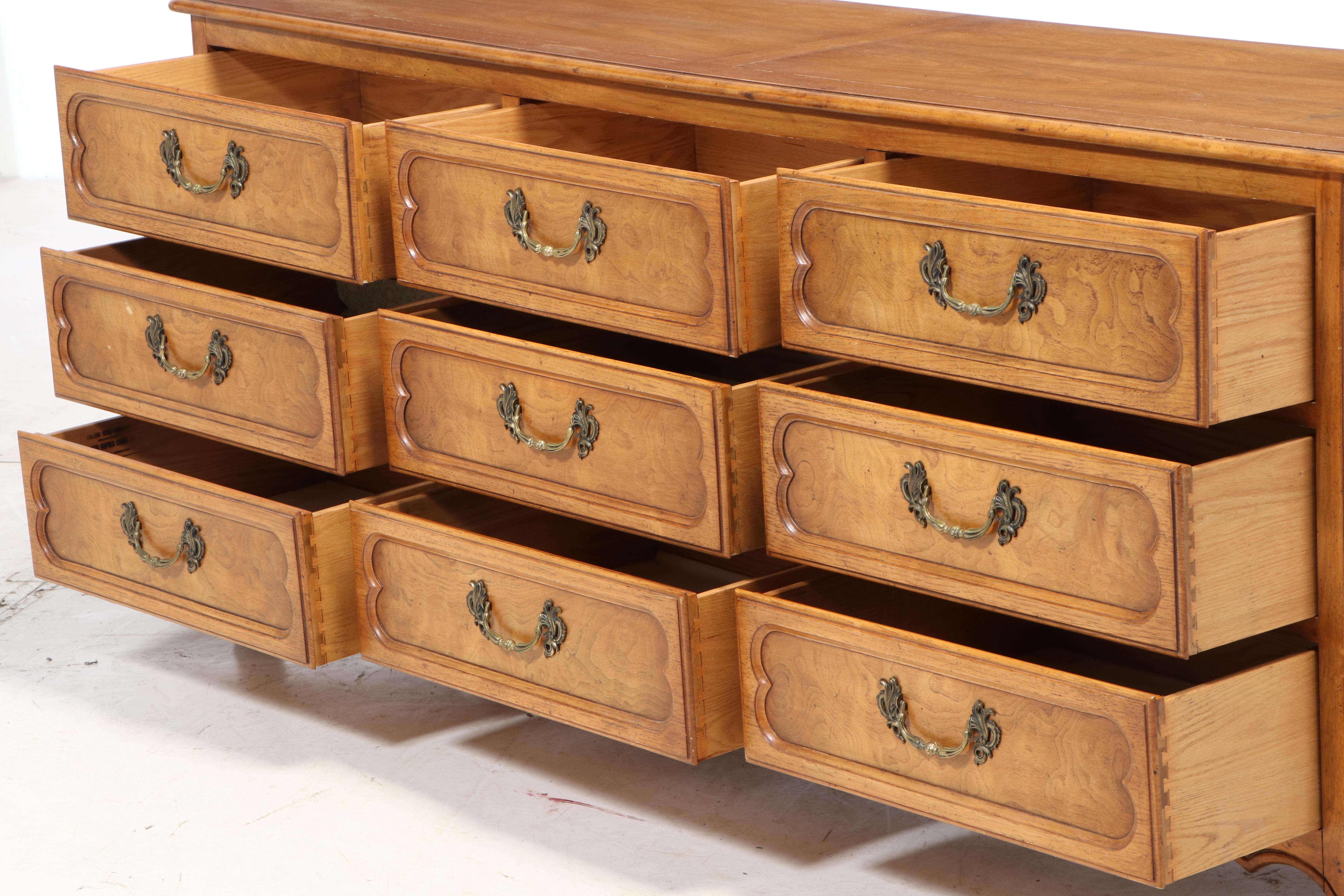Baker Milling Road French Provincial Style Pecan Dresser, Mid-20th Century