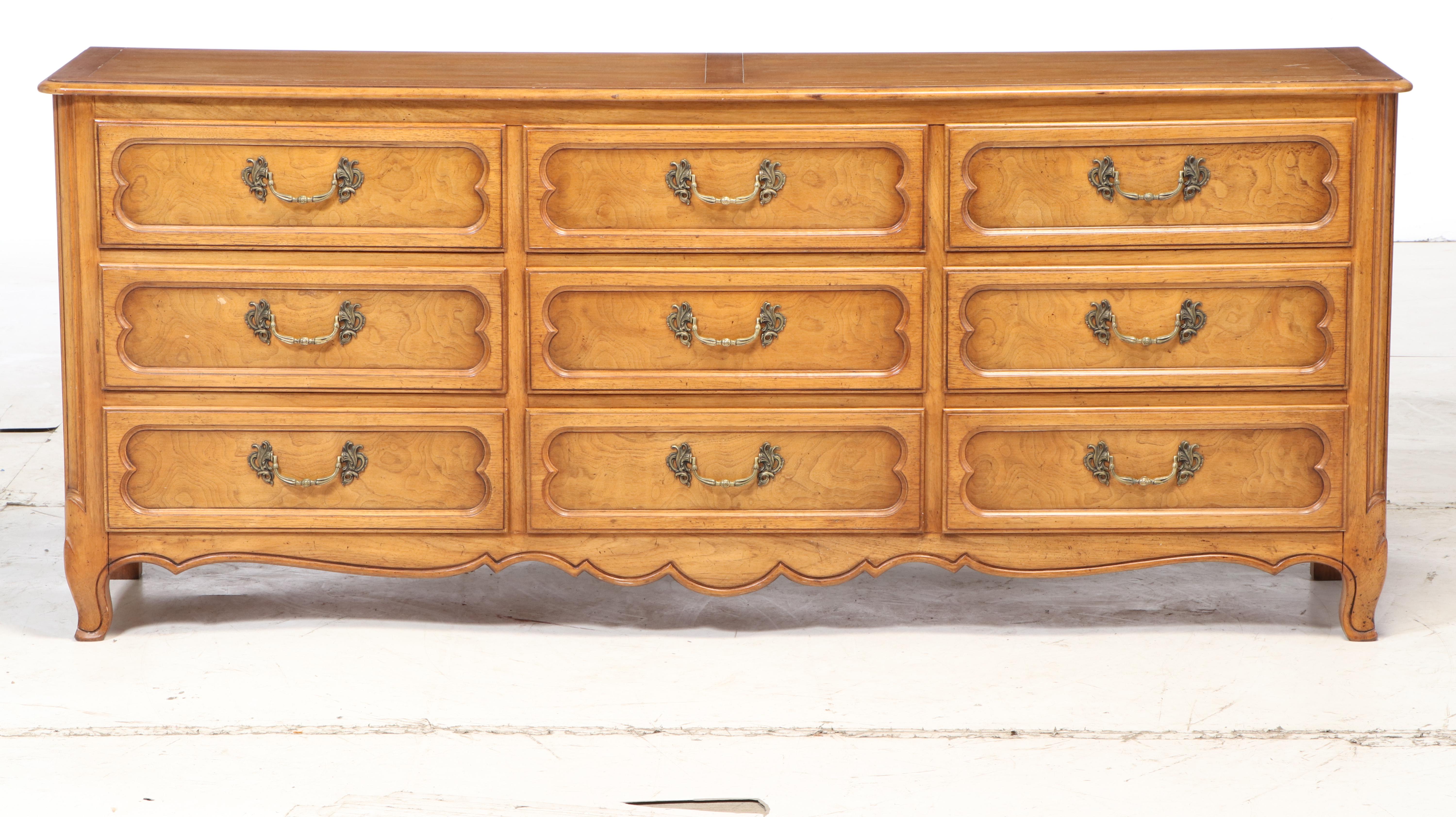 Baker Milling Road French Provincial Style Pecan Dresser, Mid-20th Century