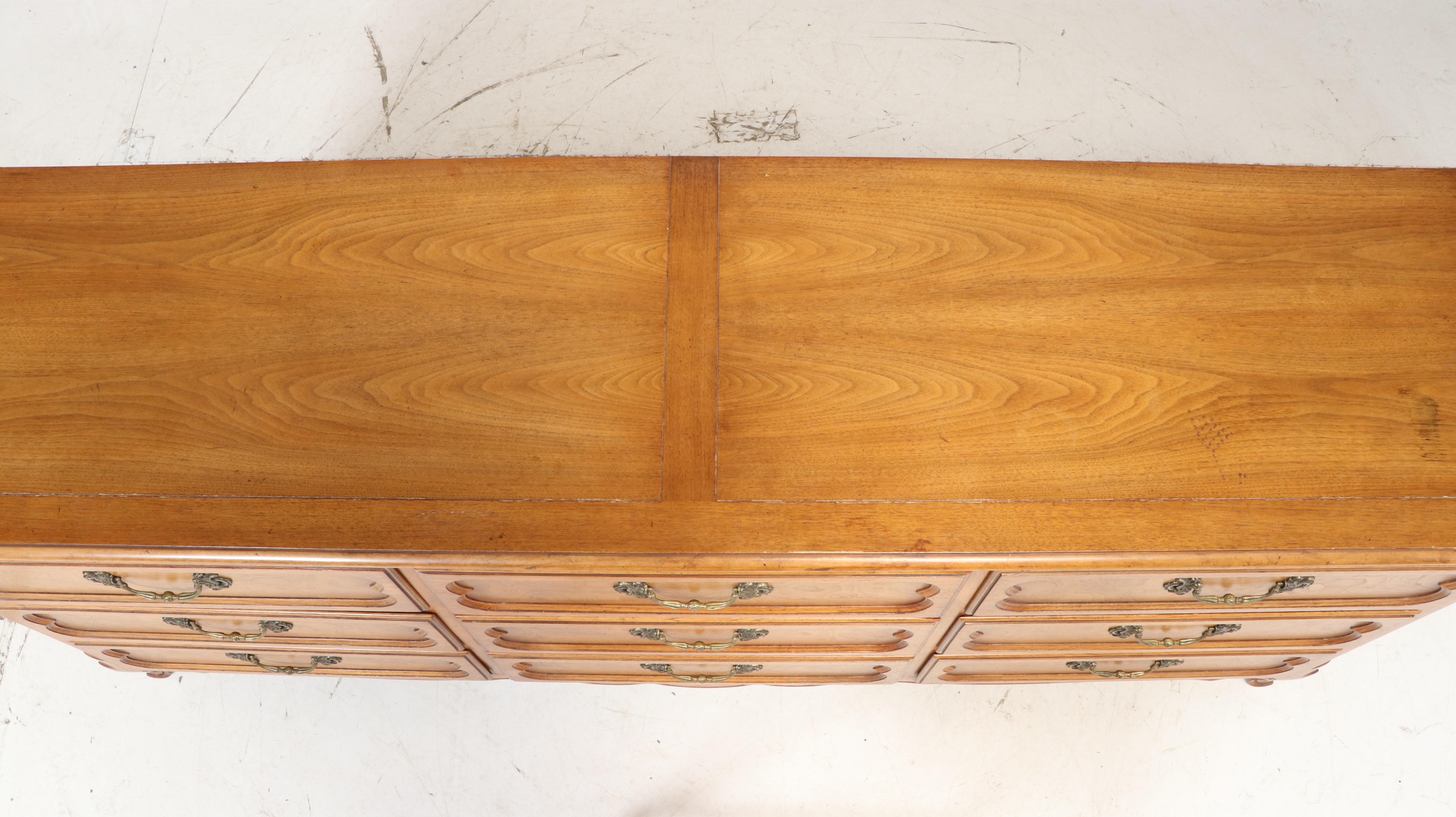 Baker Milling Road French Provincial Style Pecan Dresser, Mid-20th Century