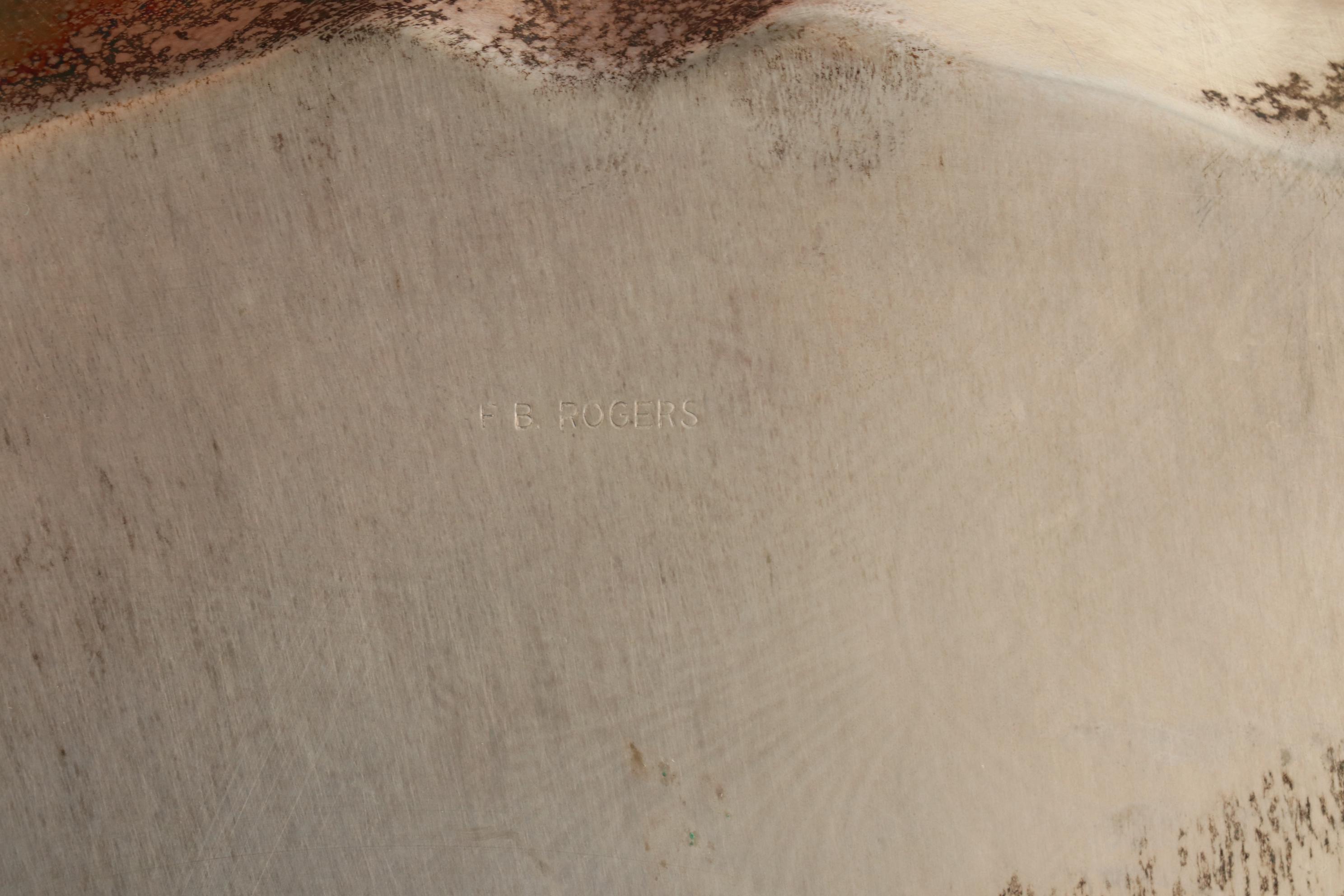 F. B. Rogers Silver Plate Tray with Etched Wine Glasses, Mid-20th C.