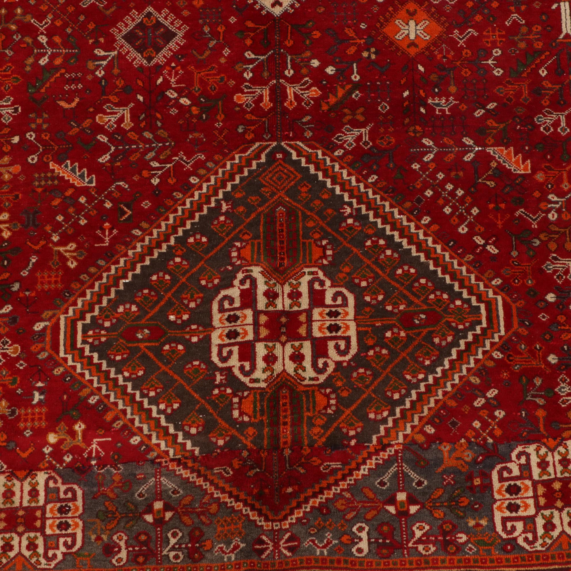 5'3 x 5'10 Hand-Knotted Persian Qashqai Wool Area Rug