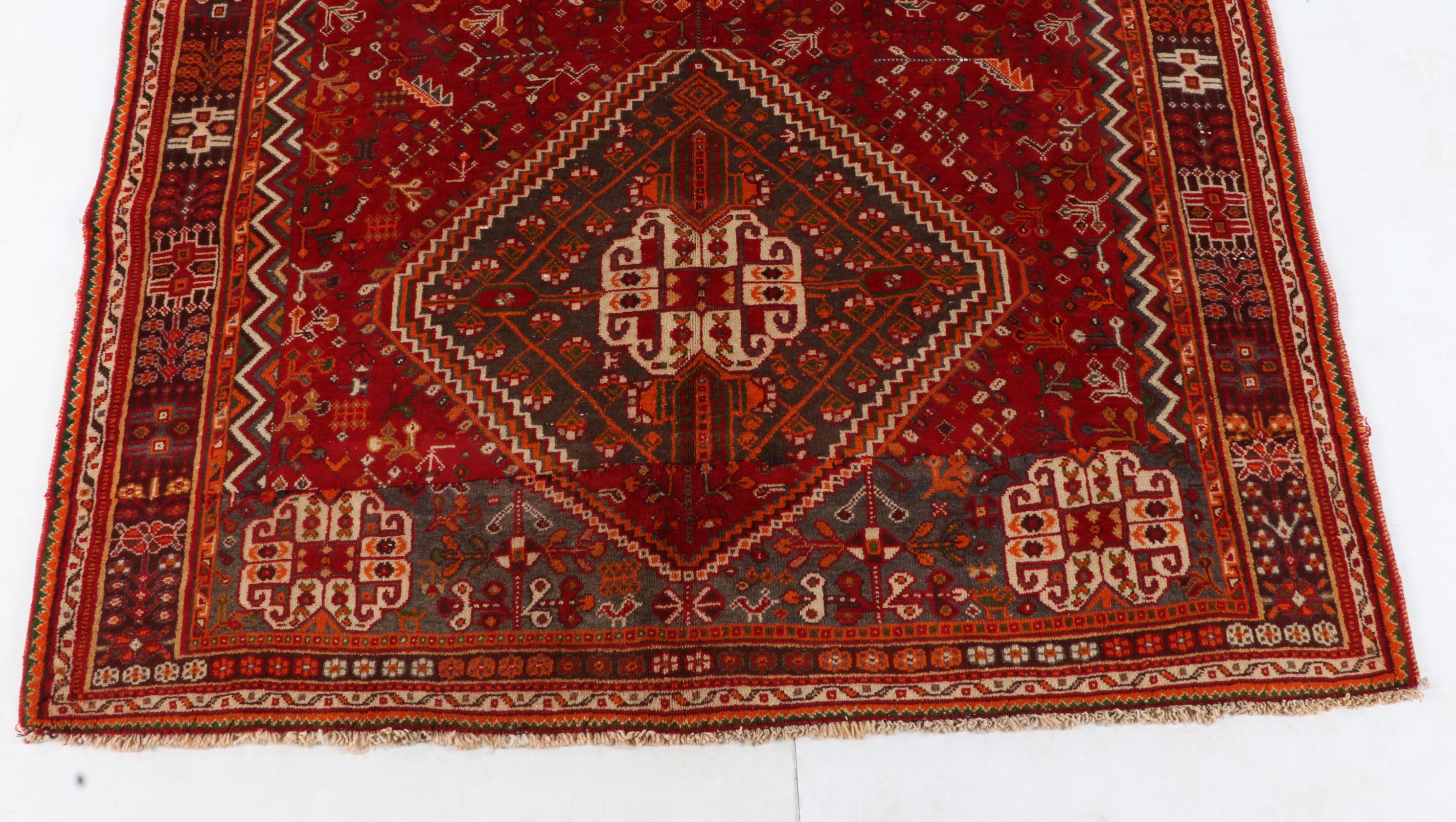 5'3 x 5'10 Hand-Knotted Persian Qashqai Wool Area Rug