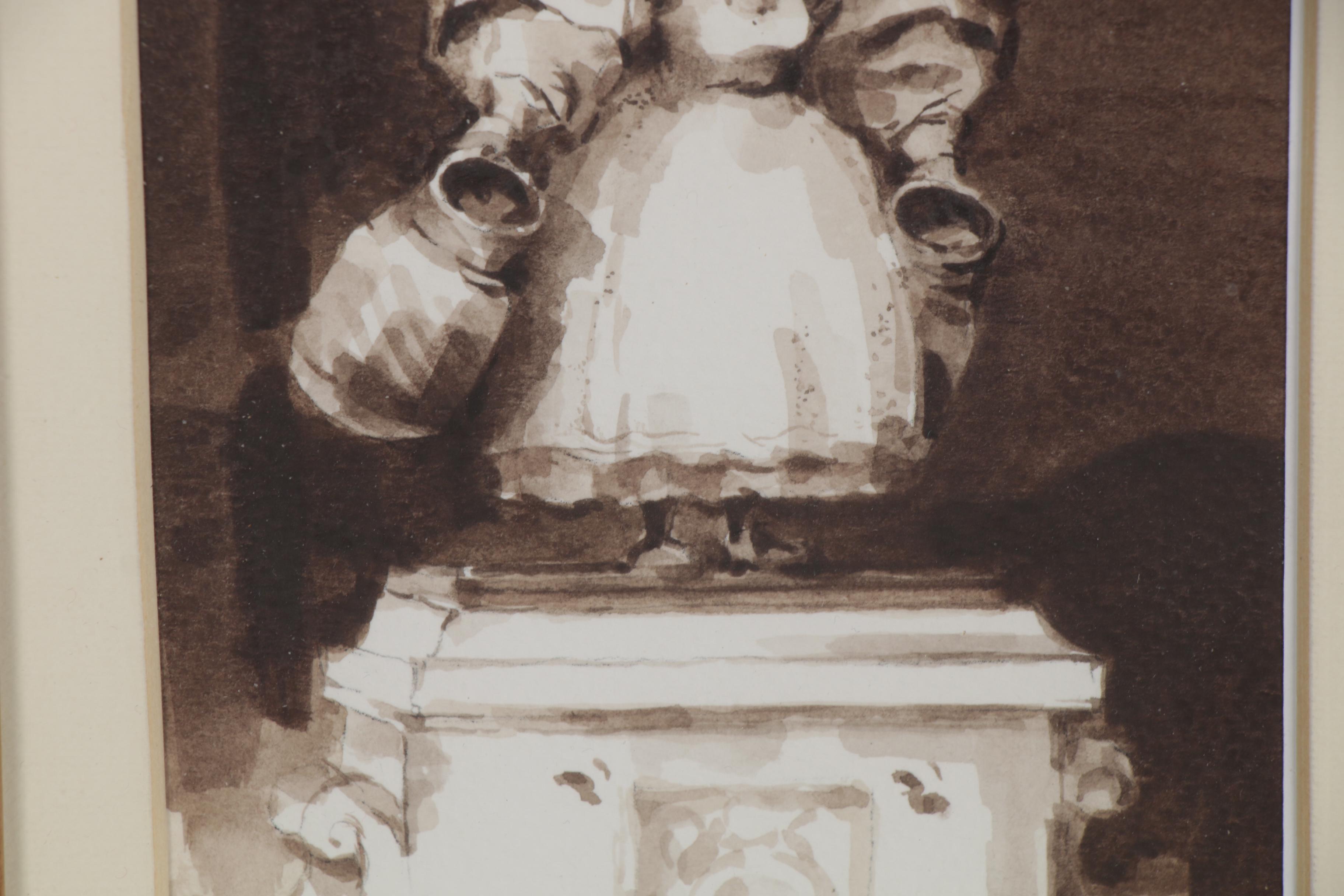 Polish Watercolor Painting of Monument "Bamberka Poznańska"