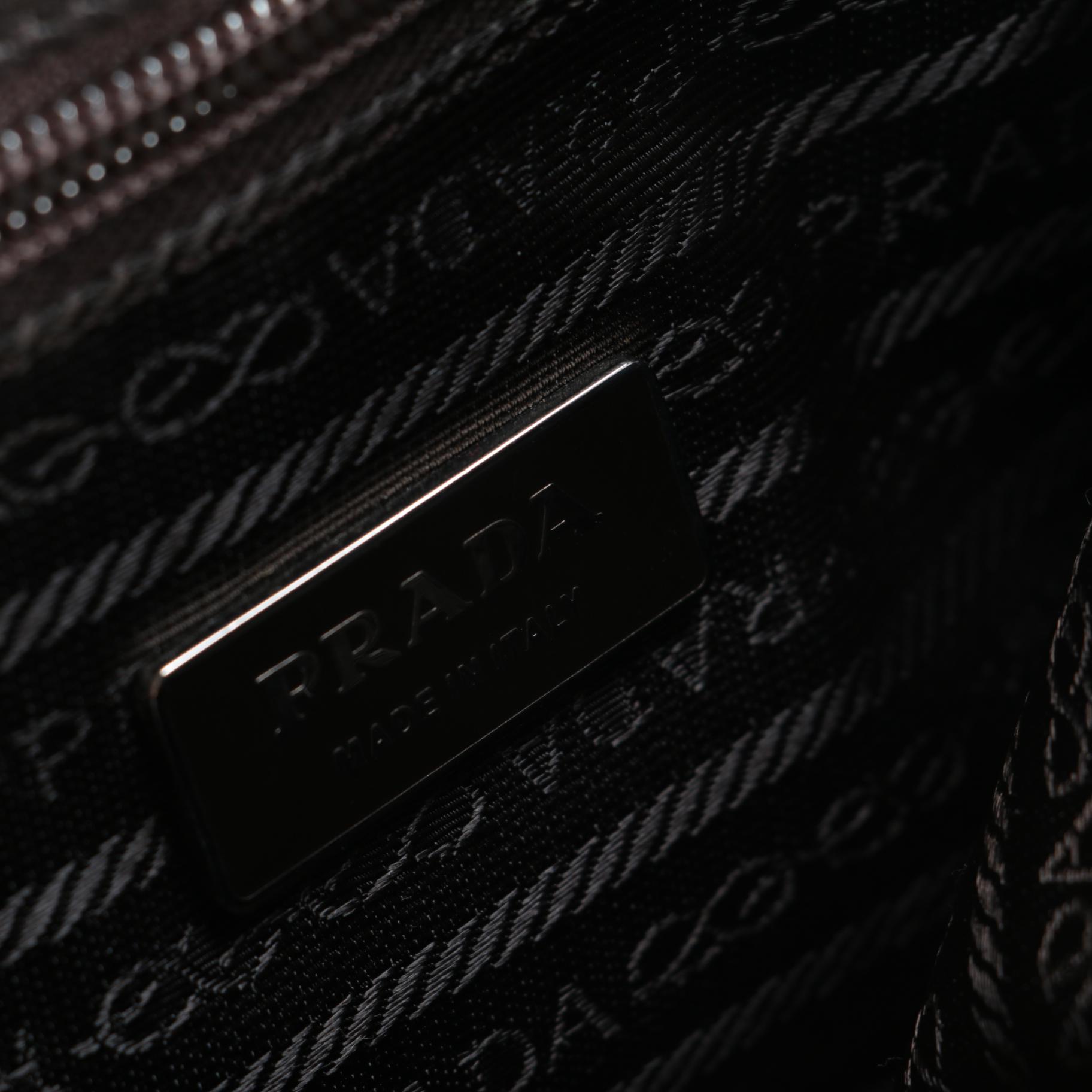 Prada Yellow and Dark Brown Leather Front Flap Shoulder Bag