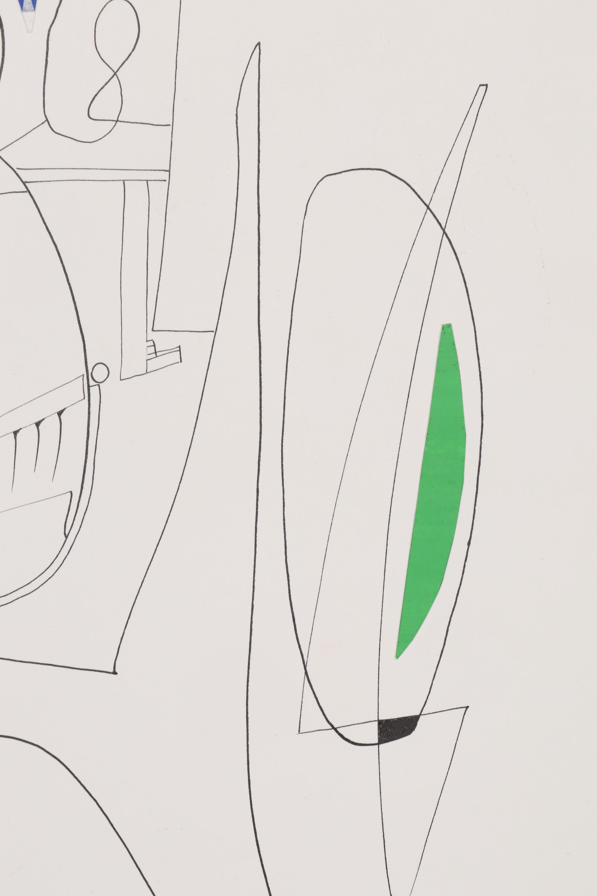 Eduardo Oliva Figural Ink Drawing, 1985