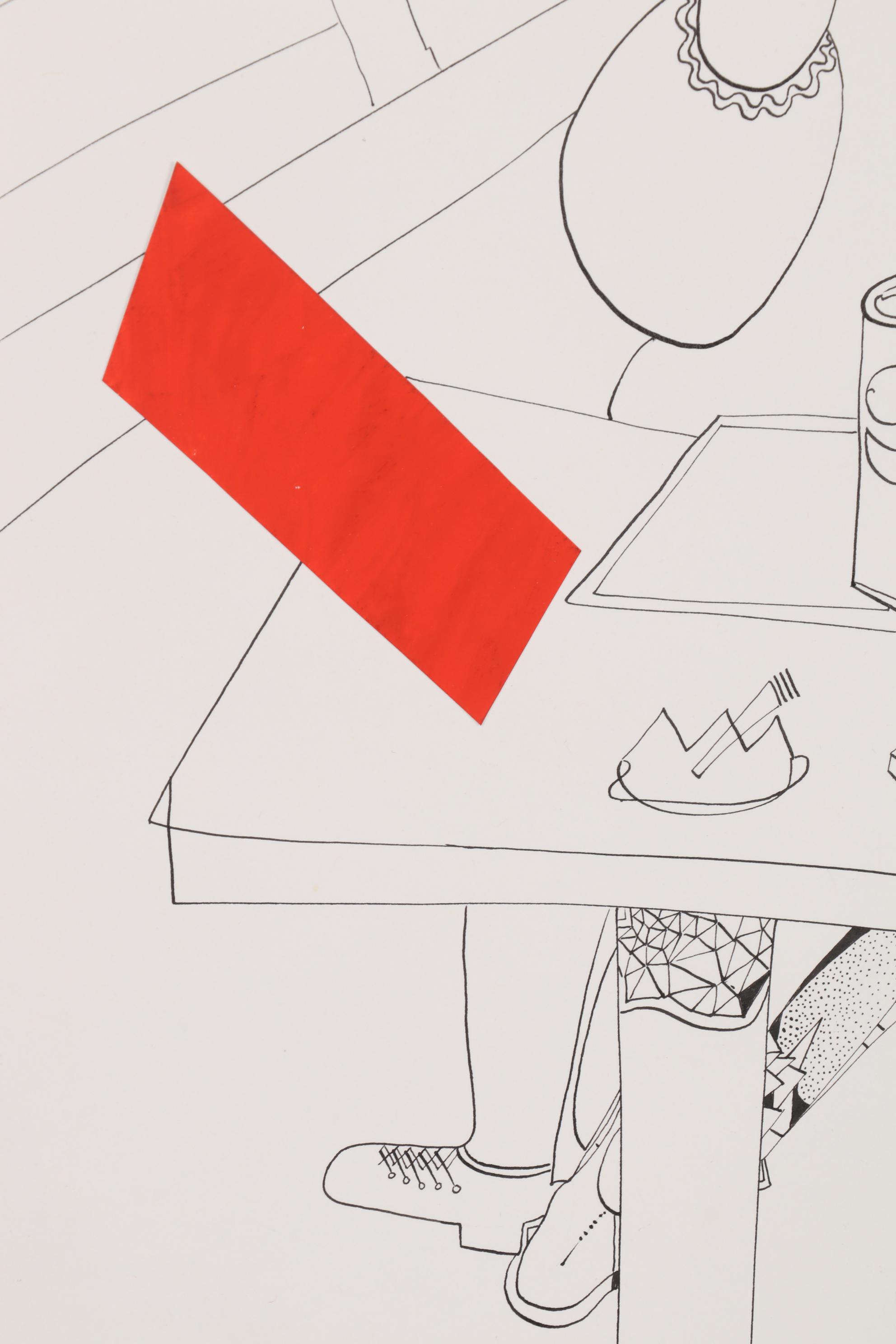 Eduardo Oliva Figural Ink Drawing, 1985