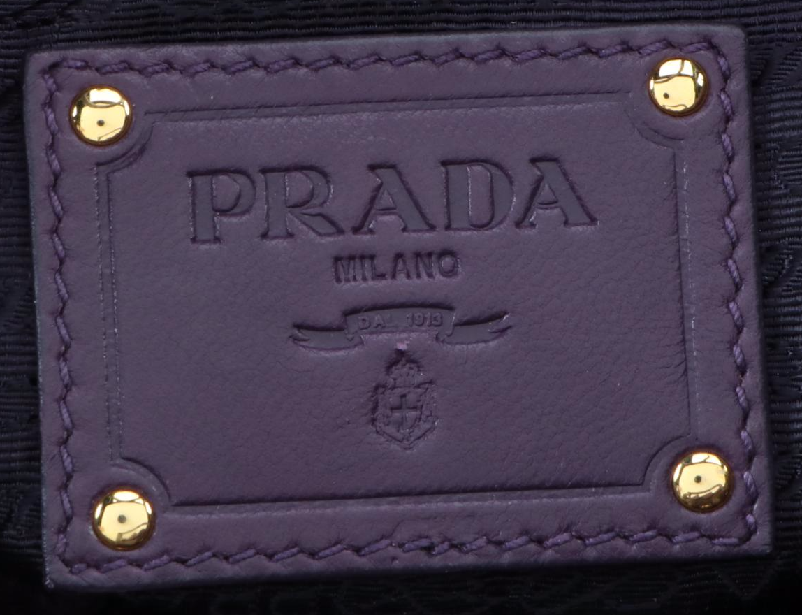 Prada Purple Ruffle Tessuto Nylon and Leather Tote