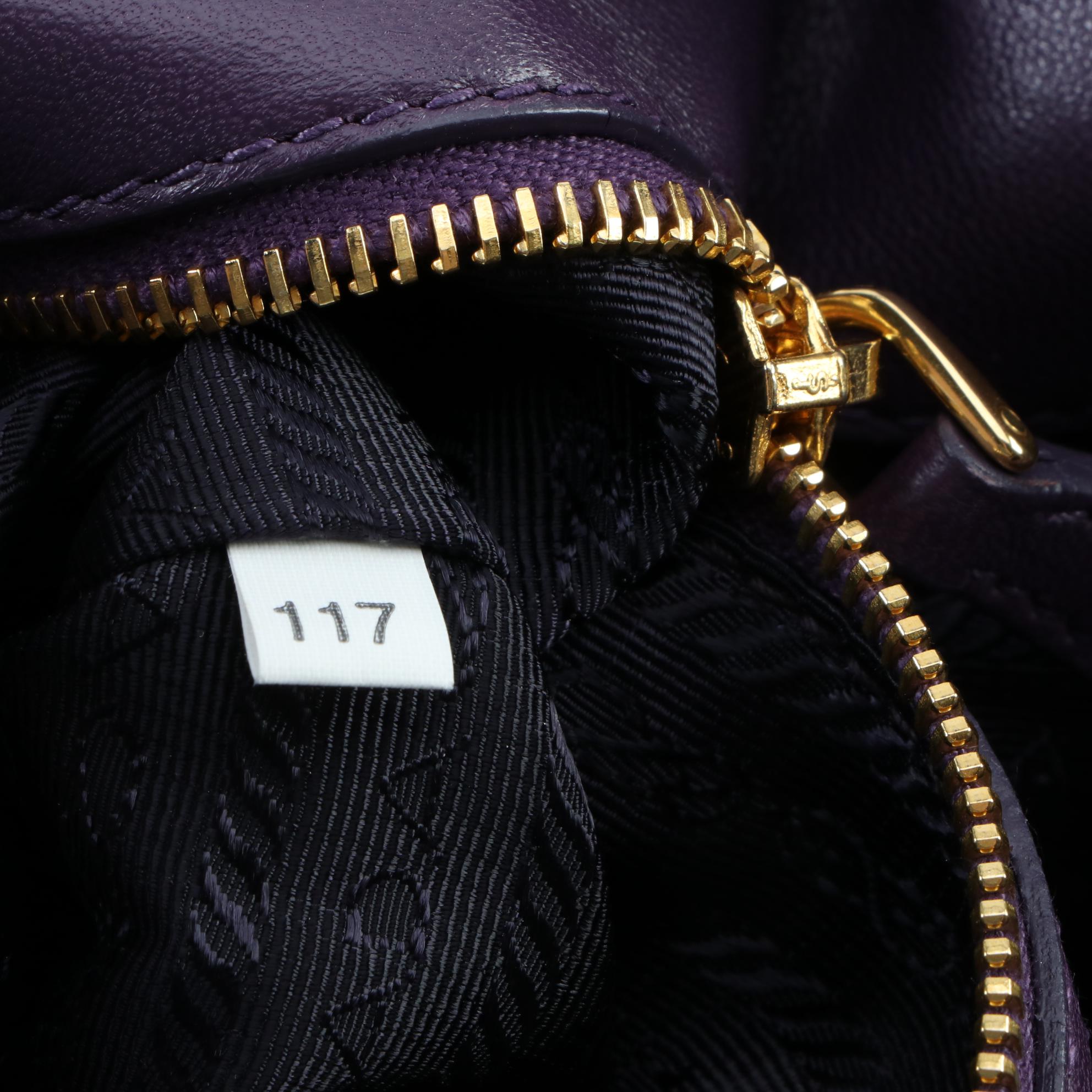 Prada Purple Ruffle Tessuto Nylon and Leather Tote