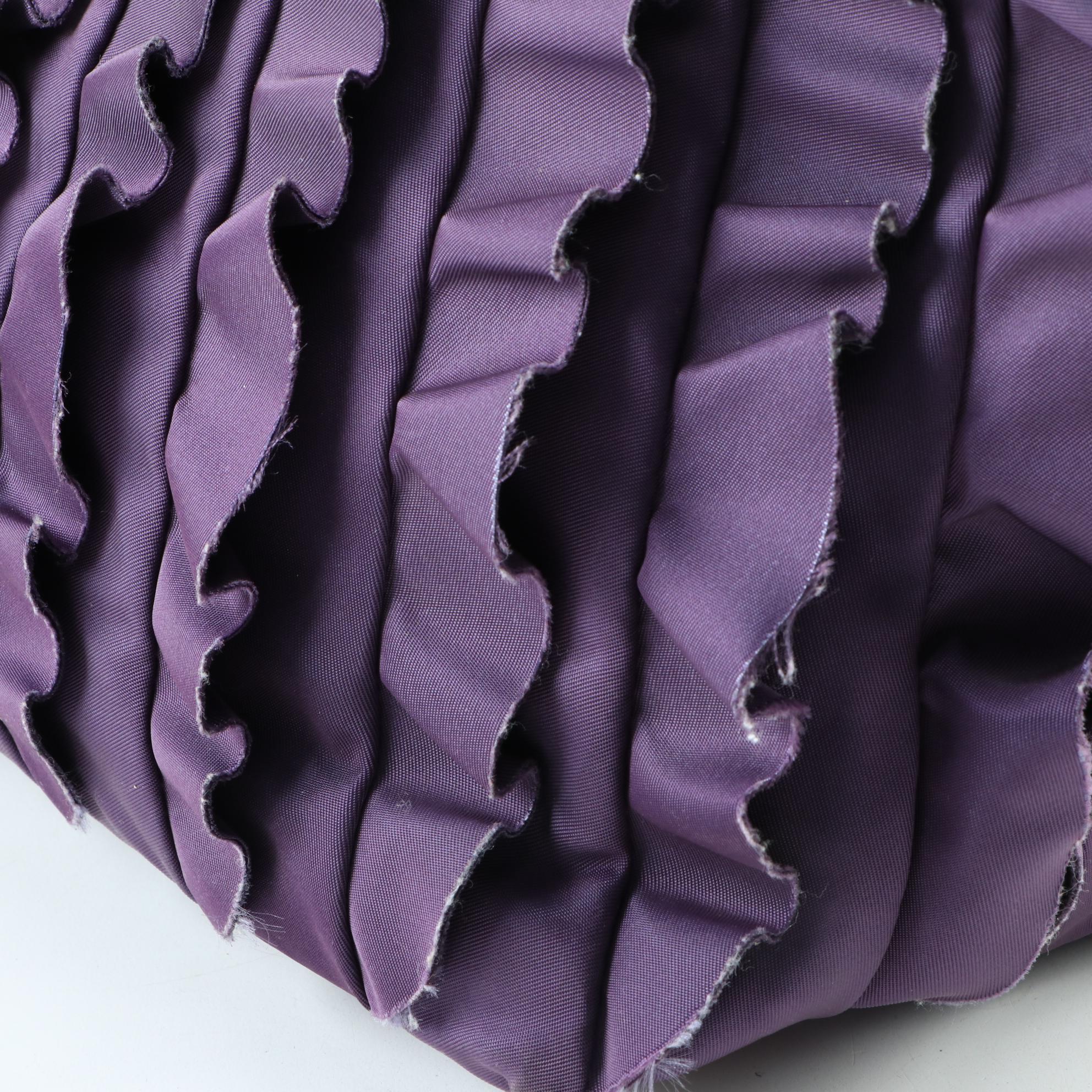 Prada Purple Ruffle Tessuto Nylon and Leather Tote