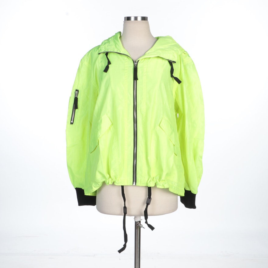 BB Dakota Neon Yellow Zipper-Front Windbreaker Jacket