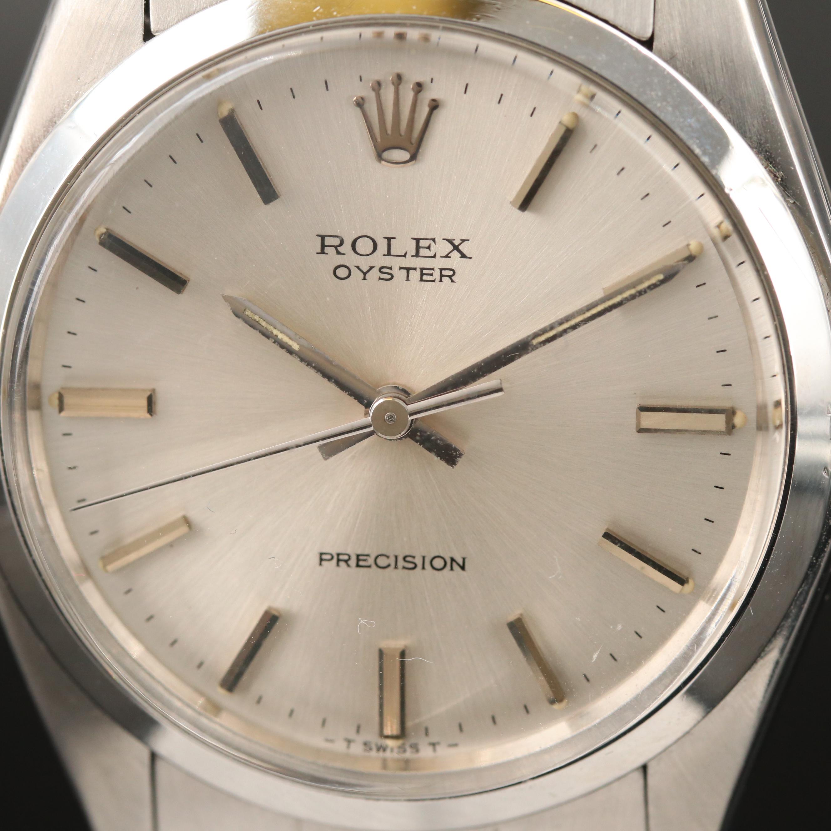 1972 Rolex Oyster Precision Stainless Steel Stem Wind Watch