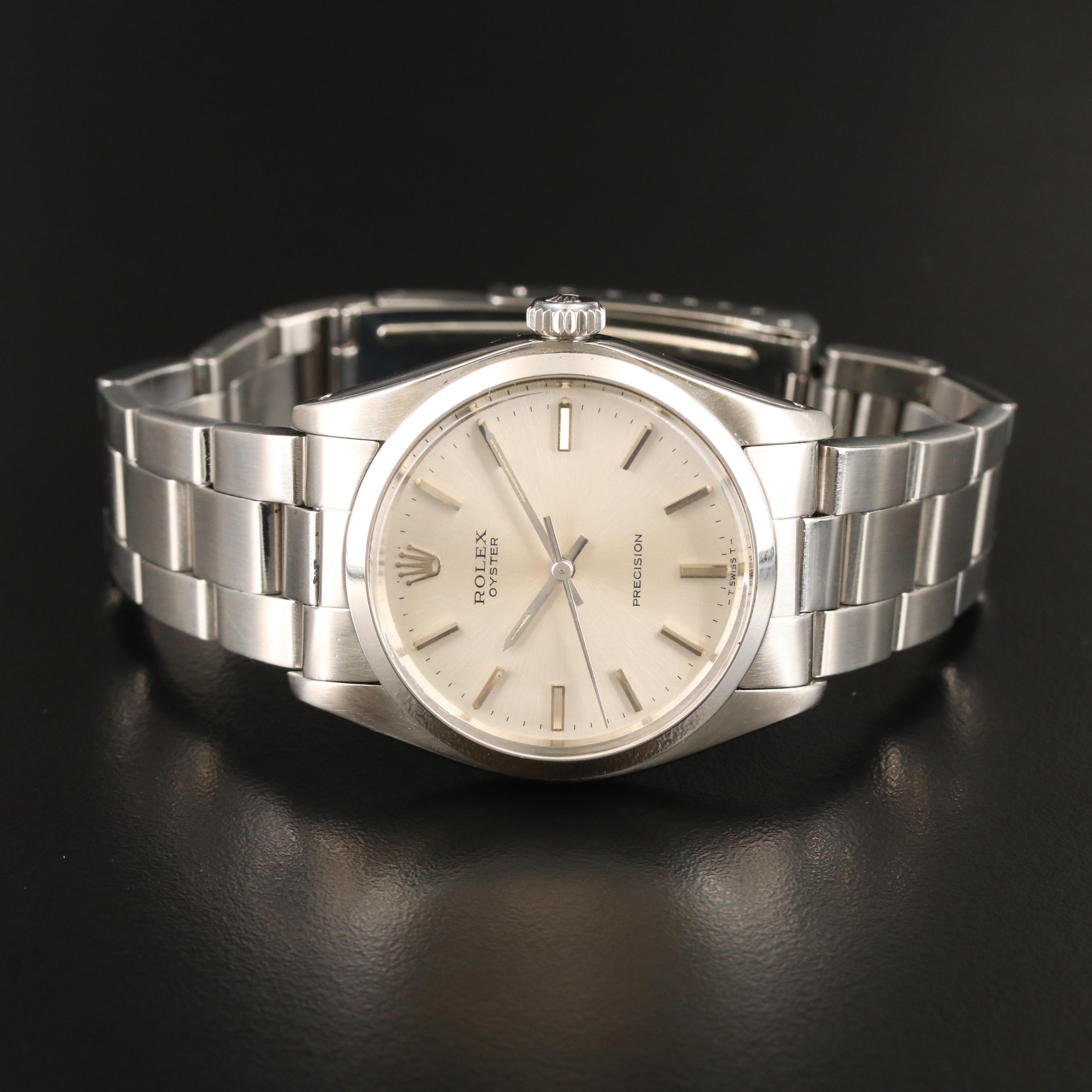 1972 Rolex Oyster Precision Stainless Steel Stem Wind Watch