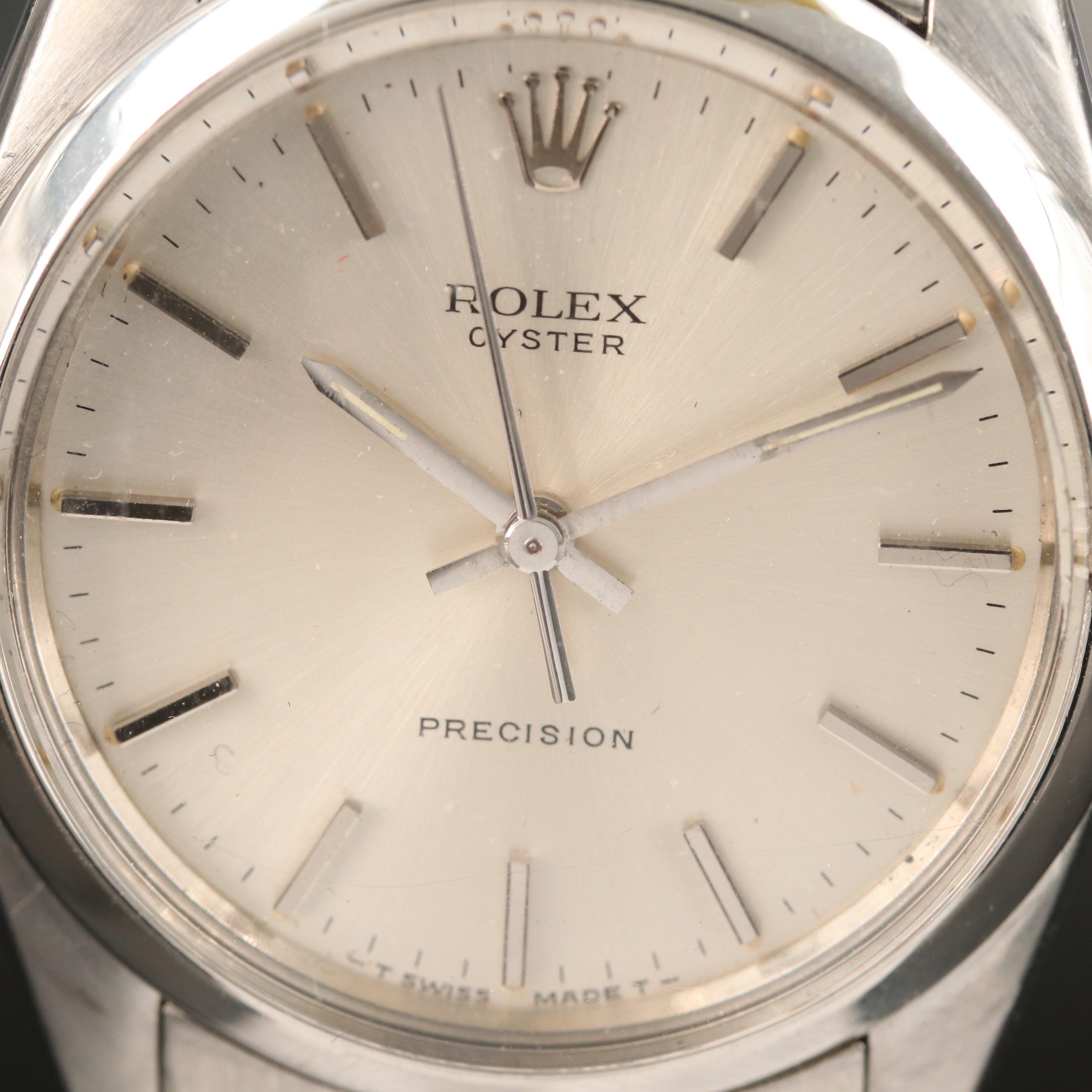 1986 Rolex Oyster Precision Stainless Steel Stem Wind Watch