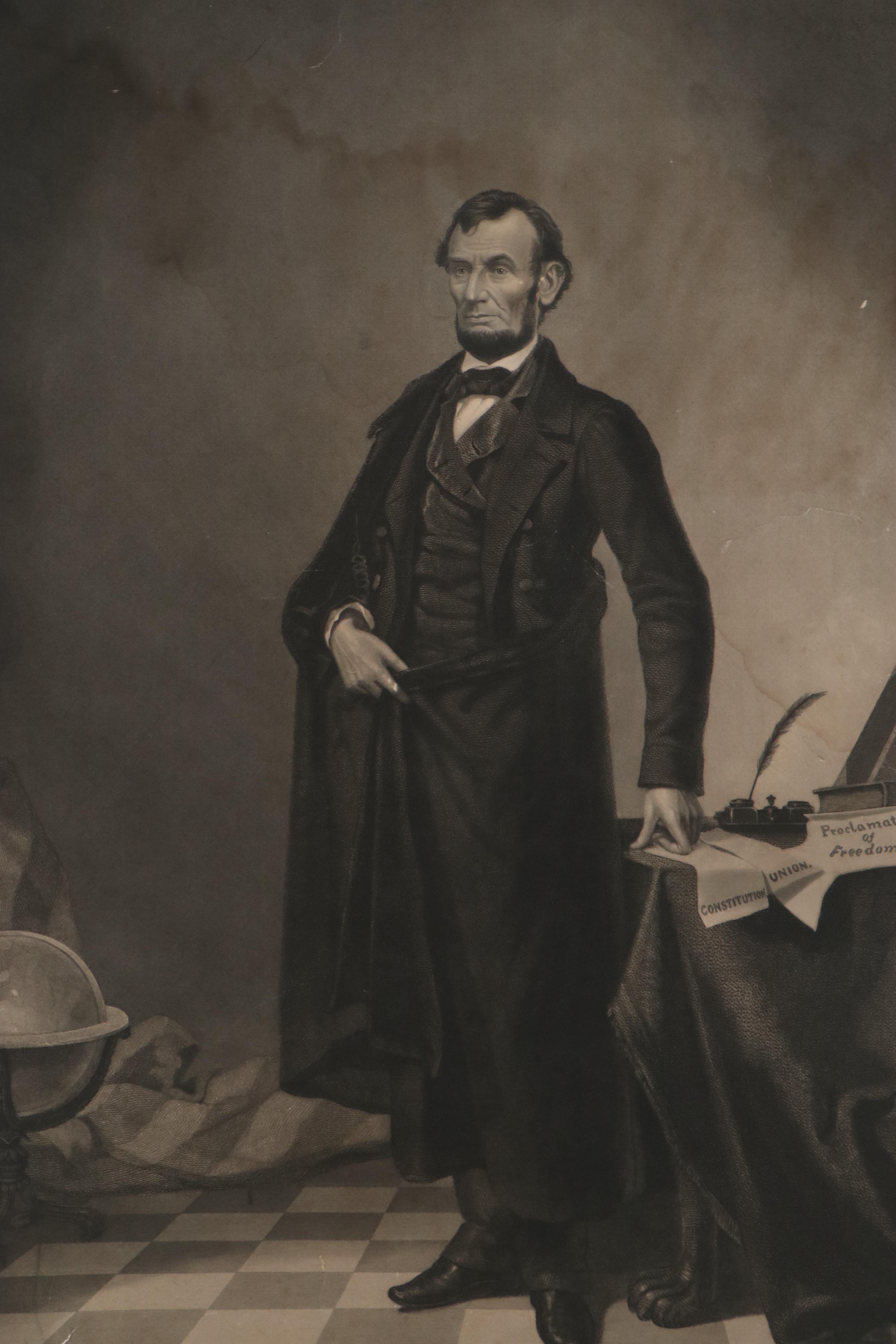 Thomas Hicks Engraving "Abraham Lincoln," 1865