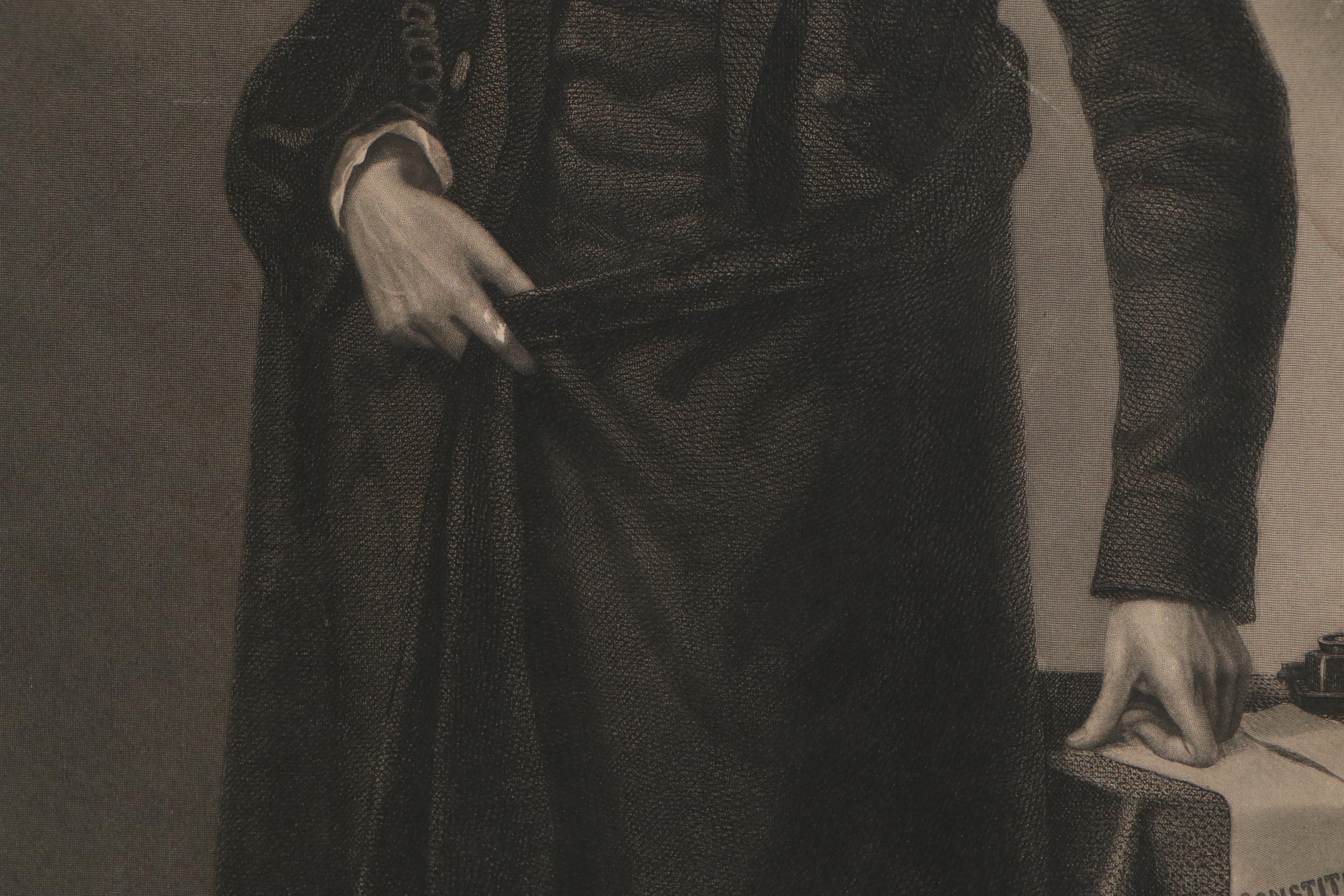 Thomas Hicks Engraving "Abraham Lincoln," 1865