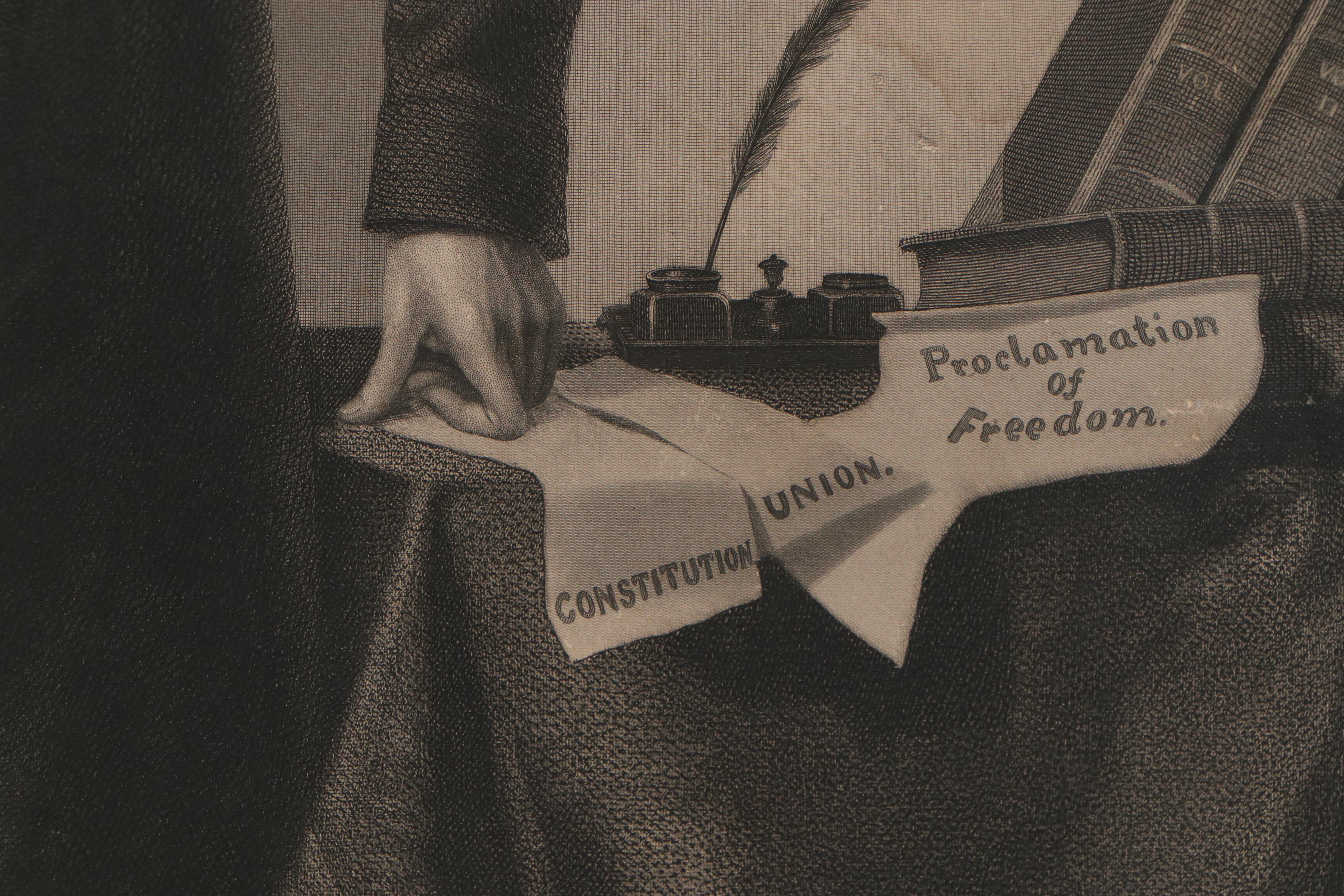 Thomas Hicks Engraving "Abraham Lincoln," 1865