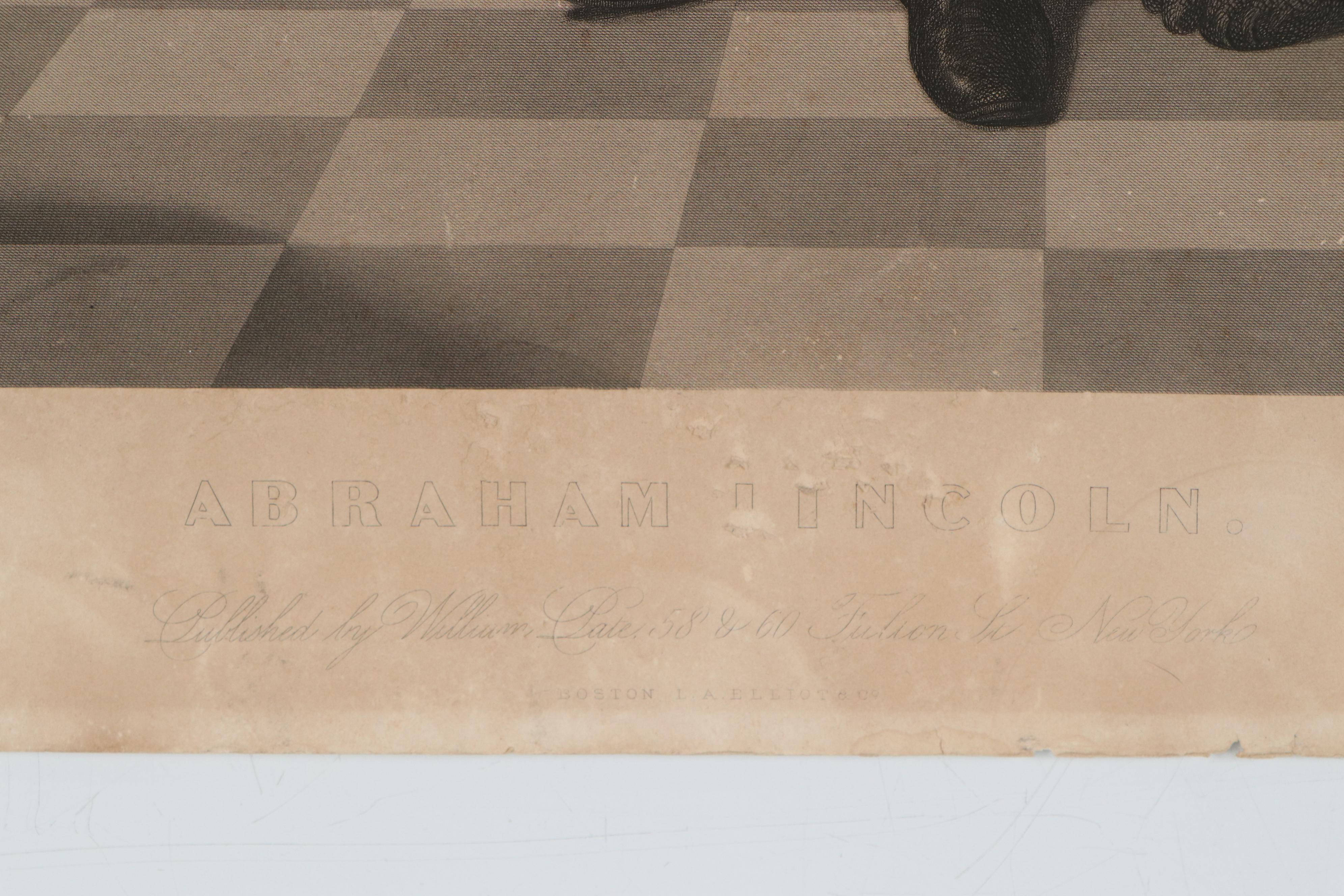 Thomas Hicks Engraving "Abraham Lincoln," 1865