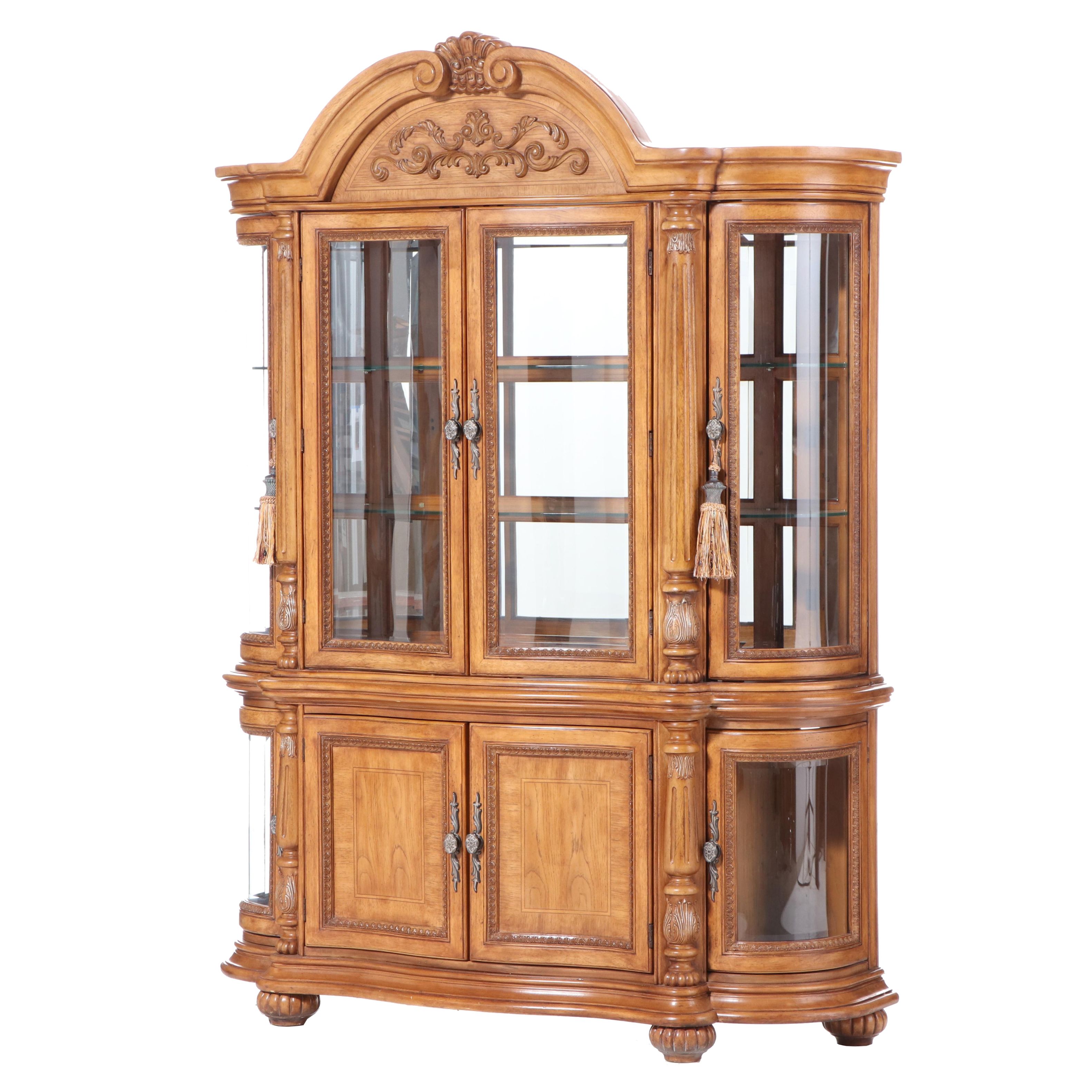 Baroque Style Two-Piece Illuminated China Cabinet