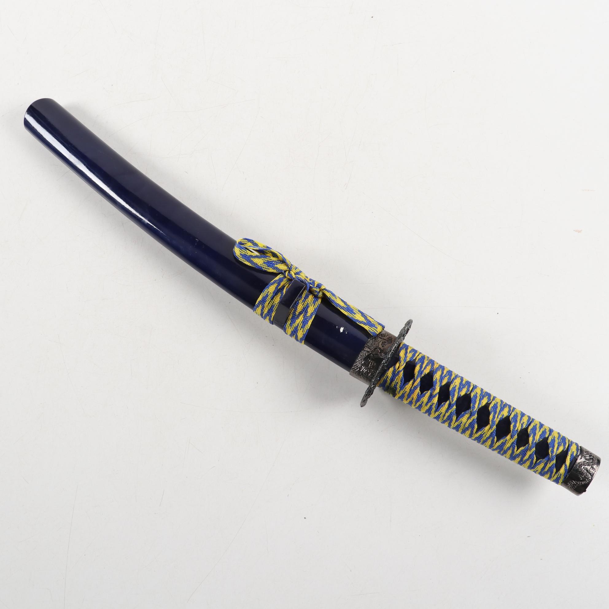 Japanese Style Katana, Wakizashi and Tanto Set with Sheaths and Kake Stand