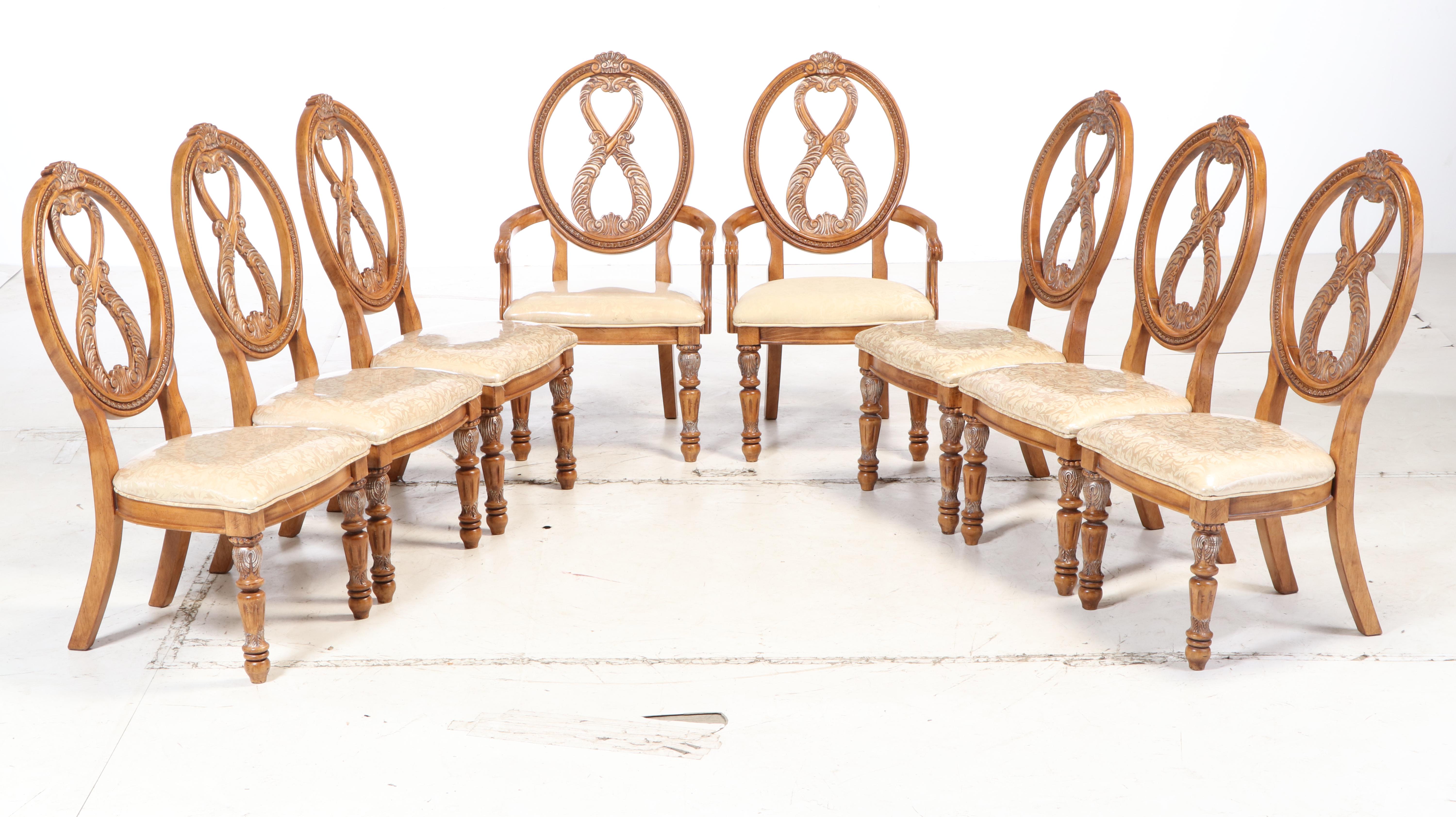 Omexey Limited Baroque Style Nine-Piece Dining Set with Leaf Insert