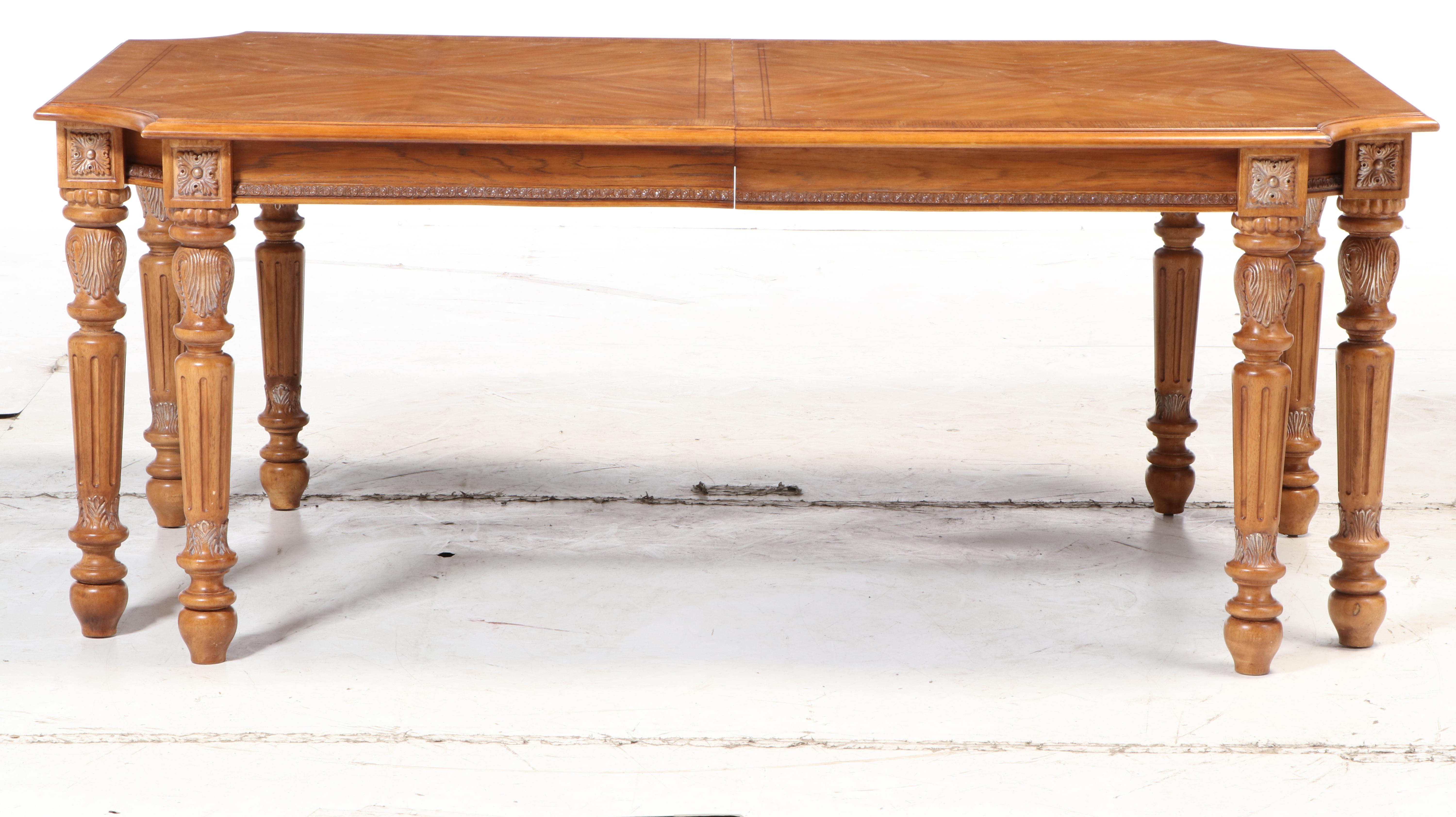 Omexey Limited Baroque Style Nine-Piece Dining Set with Leaf Insert