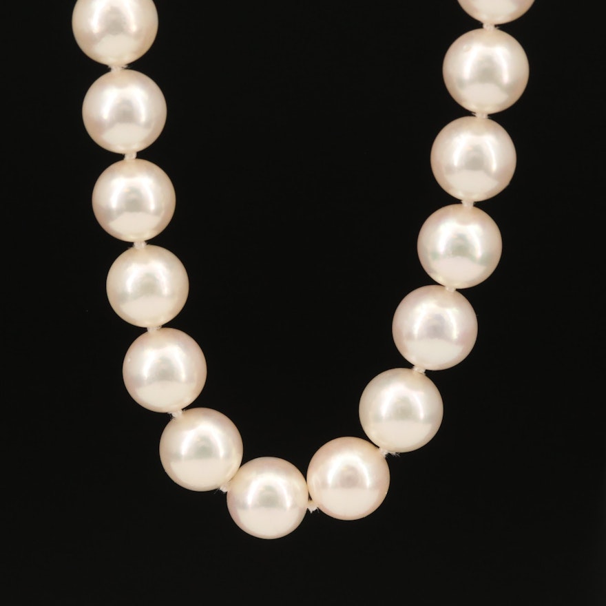 D'Elia & Tasaki Knotted Pearl Necklace with 18K Clasp