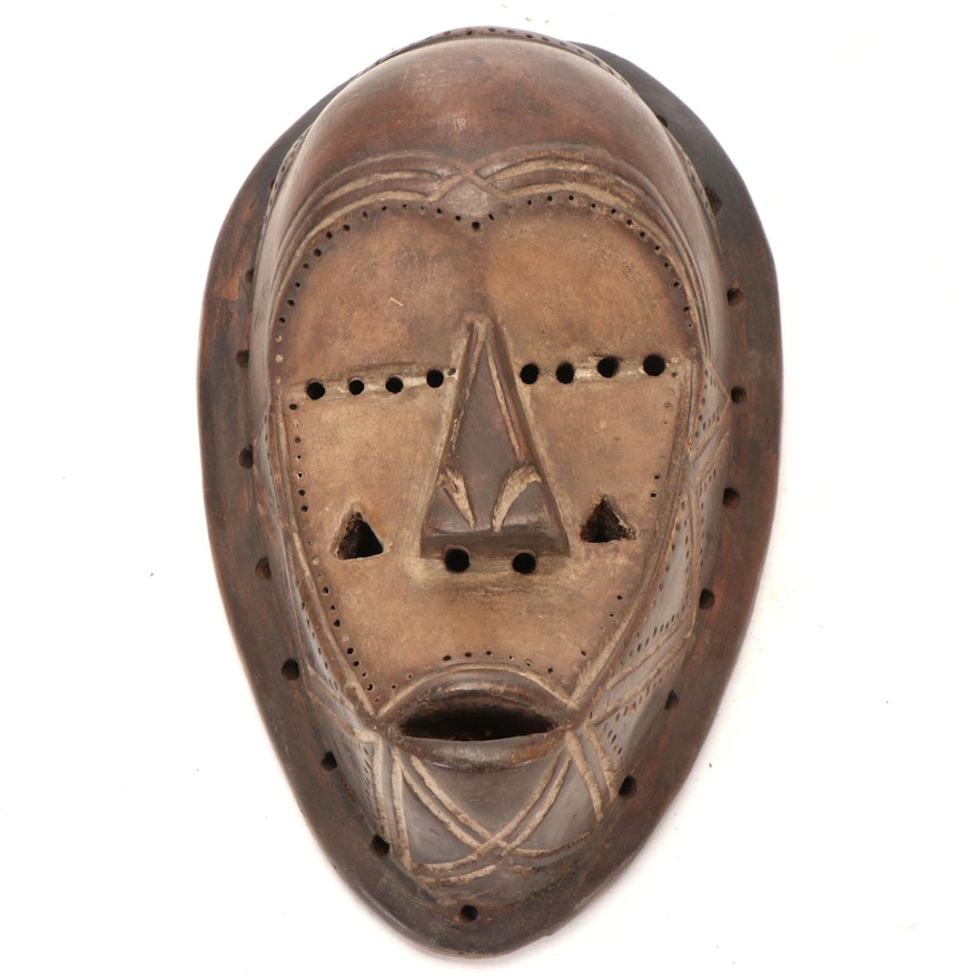 Tetela Style Carved Wood Mask, Central Africa