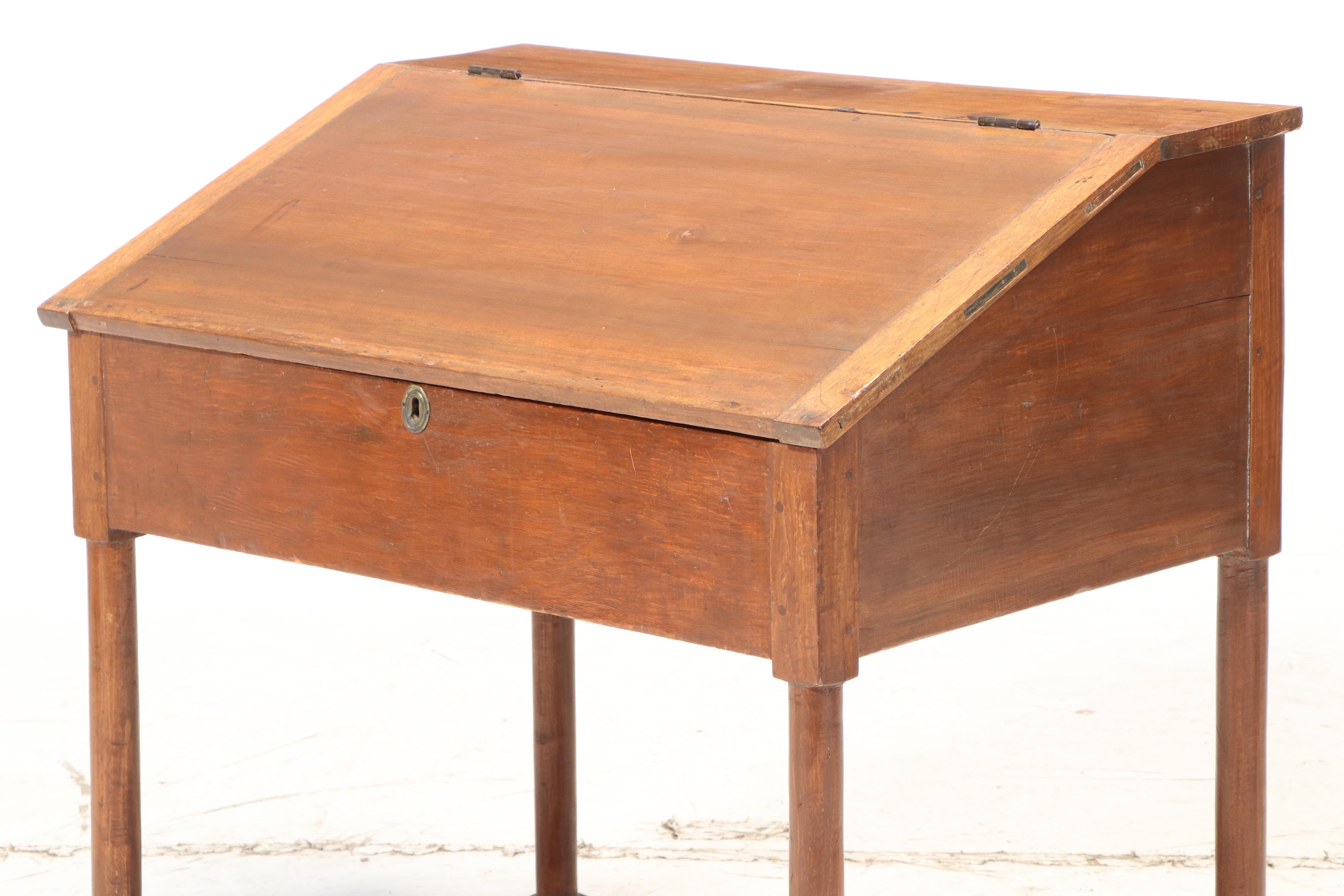 American Primitive Walnut Schoolmaster's Desk, 19th Century