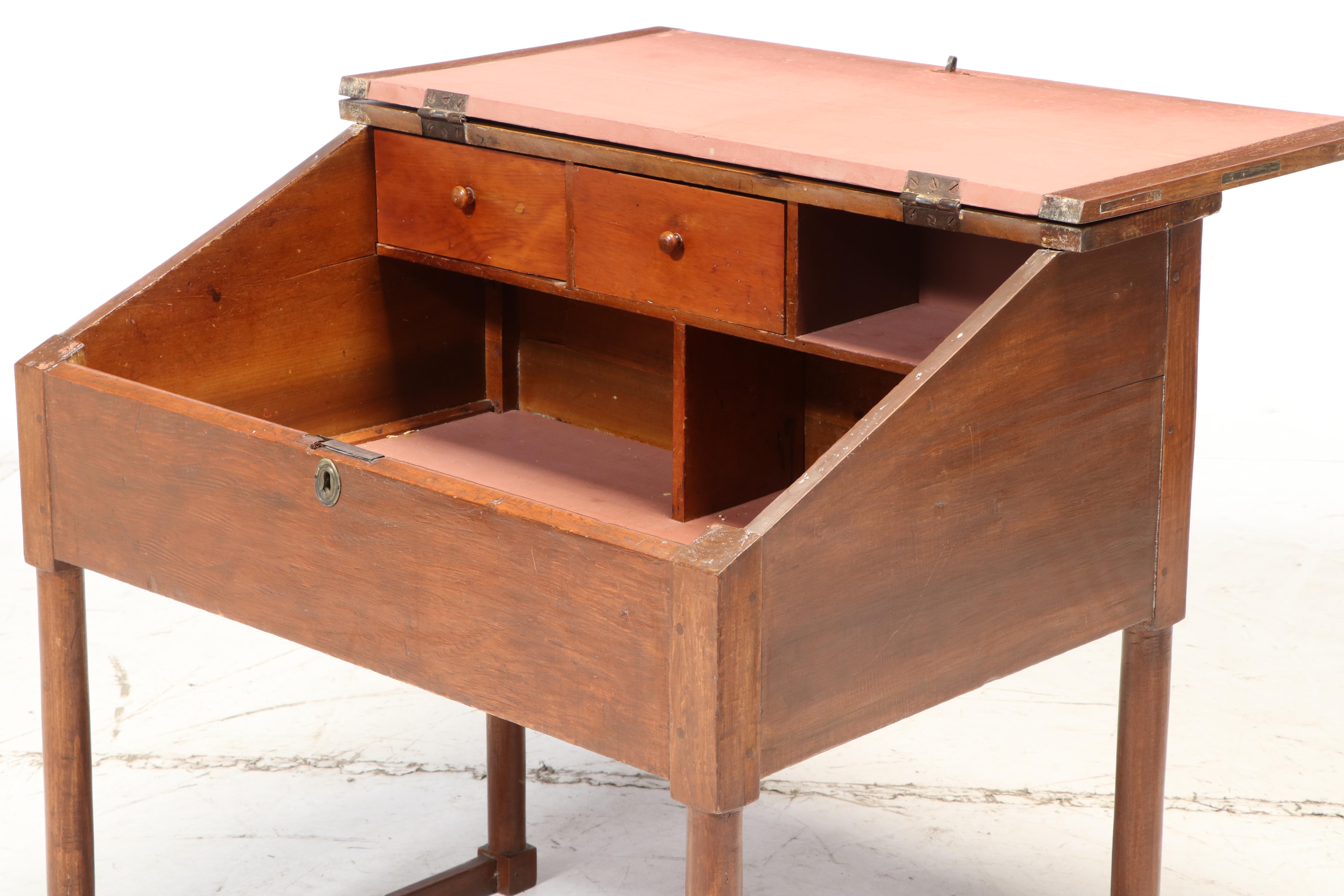American Primitive Walnut Schoolmaster's Desk, 19th Century
