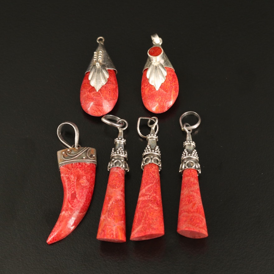 Selection of Sterling Coral Pendants