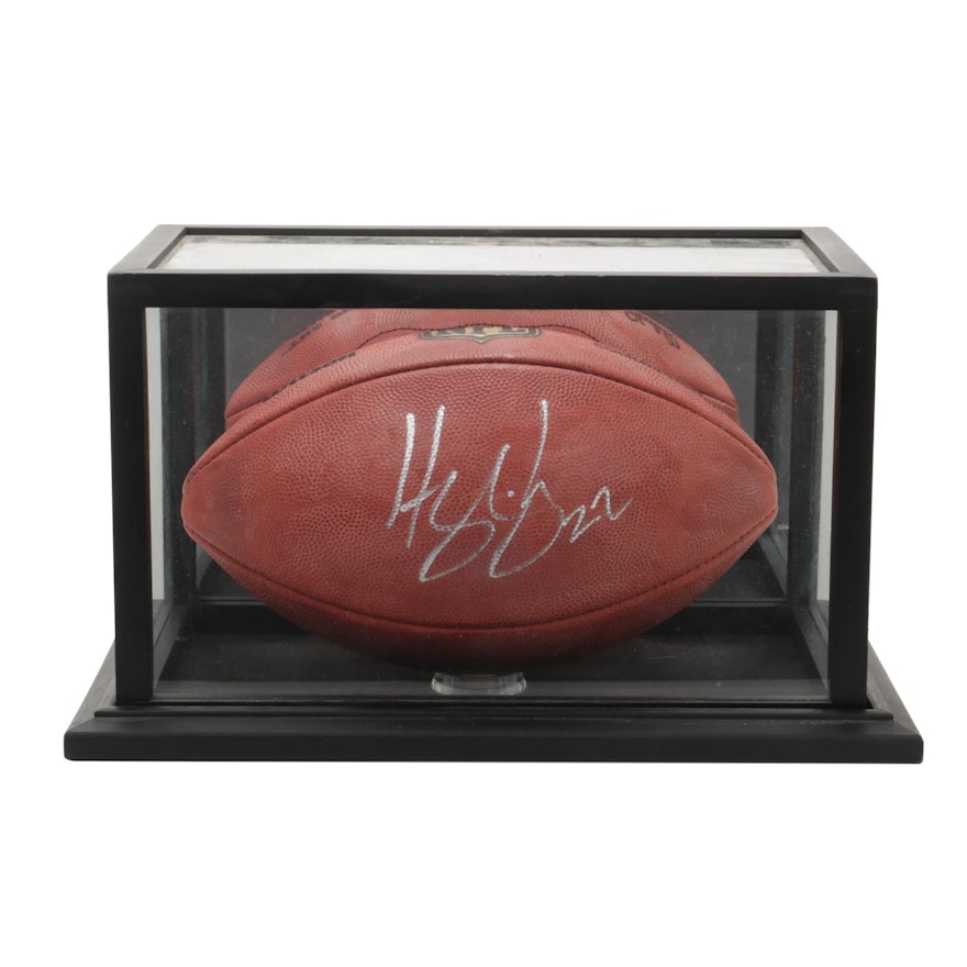 Autographed Harrison Smith Football in Display Case