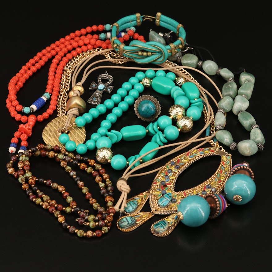 Jewelry Including Tibetan Prayer Beads and Ankh Pendants
