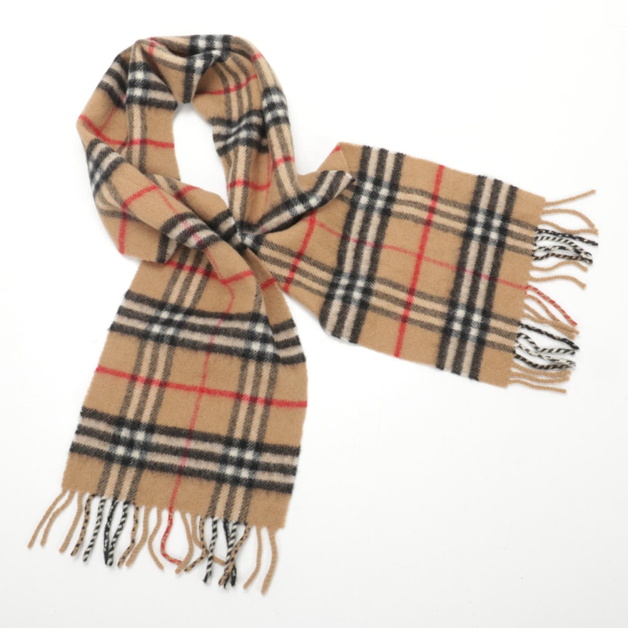 Burberrys of London "Nova Check" Lambswool Fringed Scarf