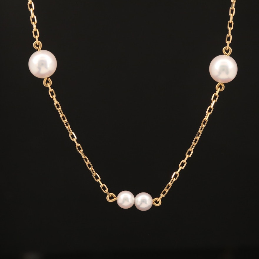 Mikimoto 18K Pearl Station Necklace