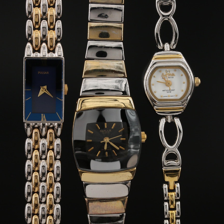 Quartz Wristwatches with Two Tone Bracelets