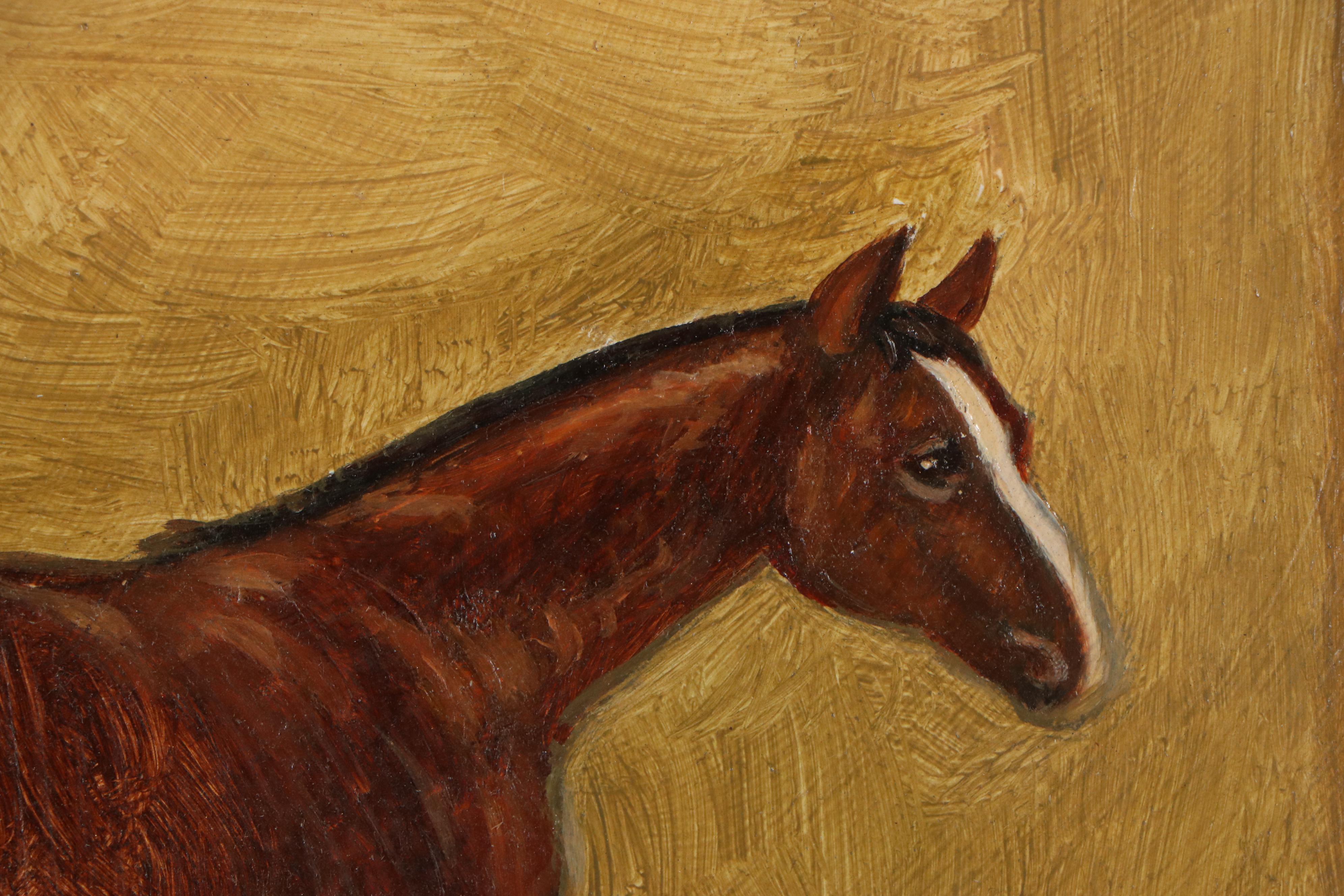 Henry Percy Oil Painting of Horse and Dog, Early 20th Century