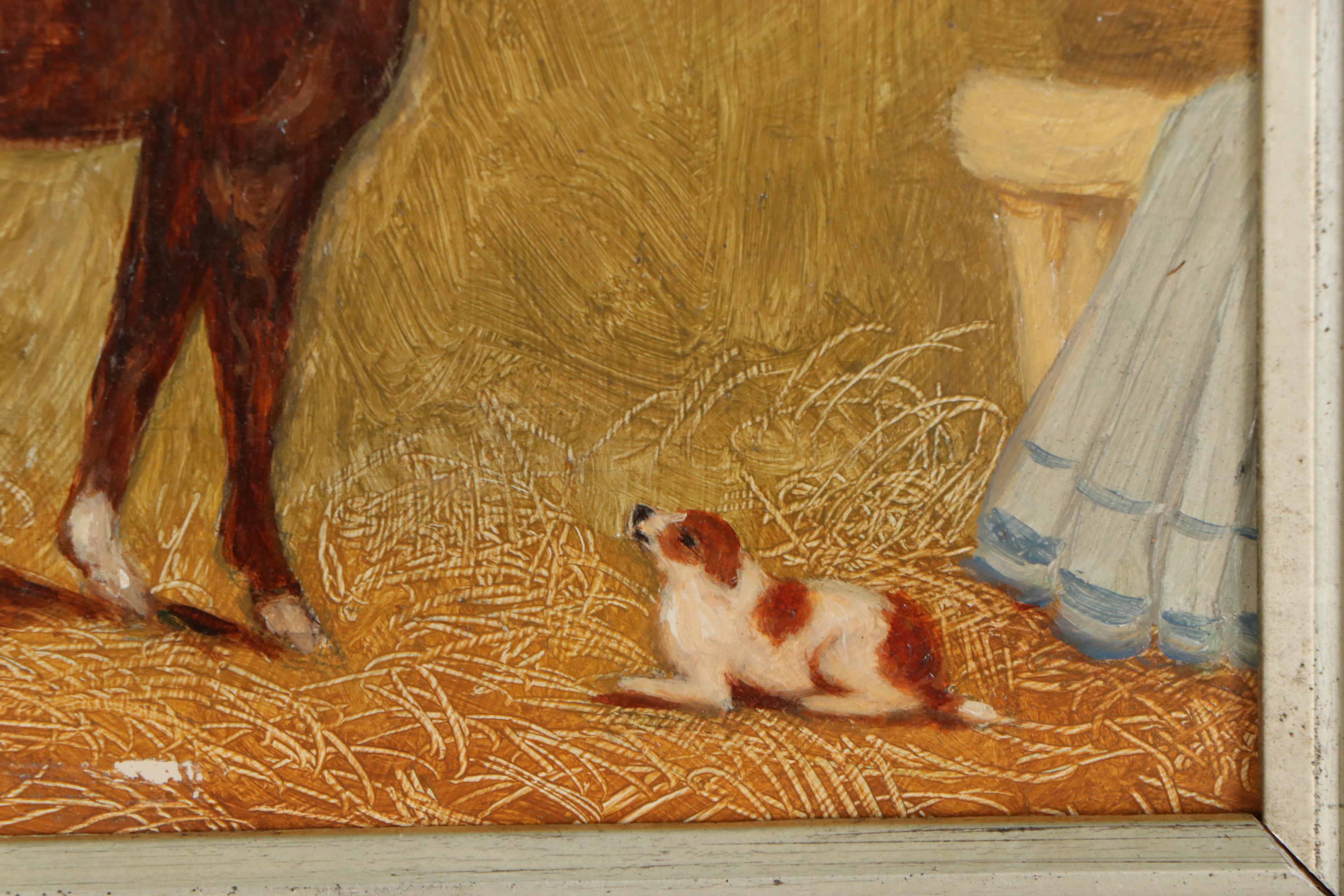 Henry Percy Oil Painting of Horse and Dog, Early 20th Century