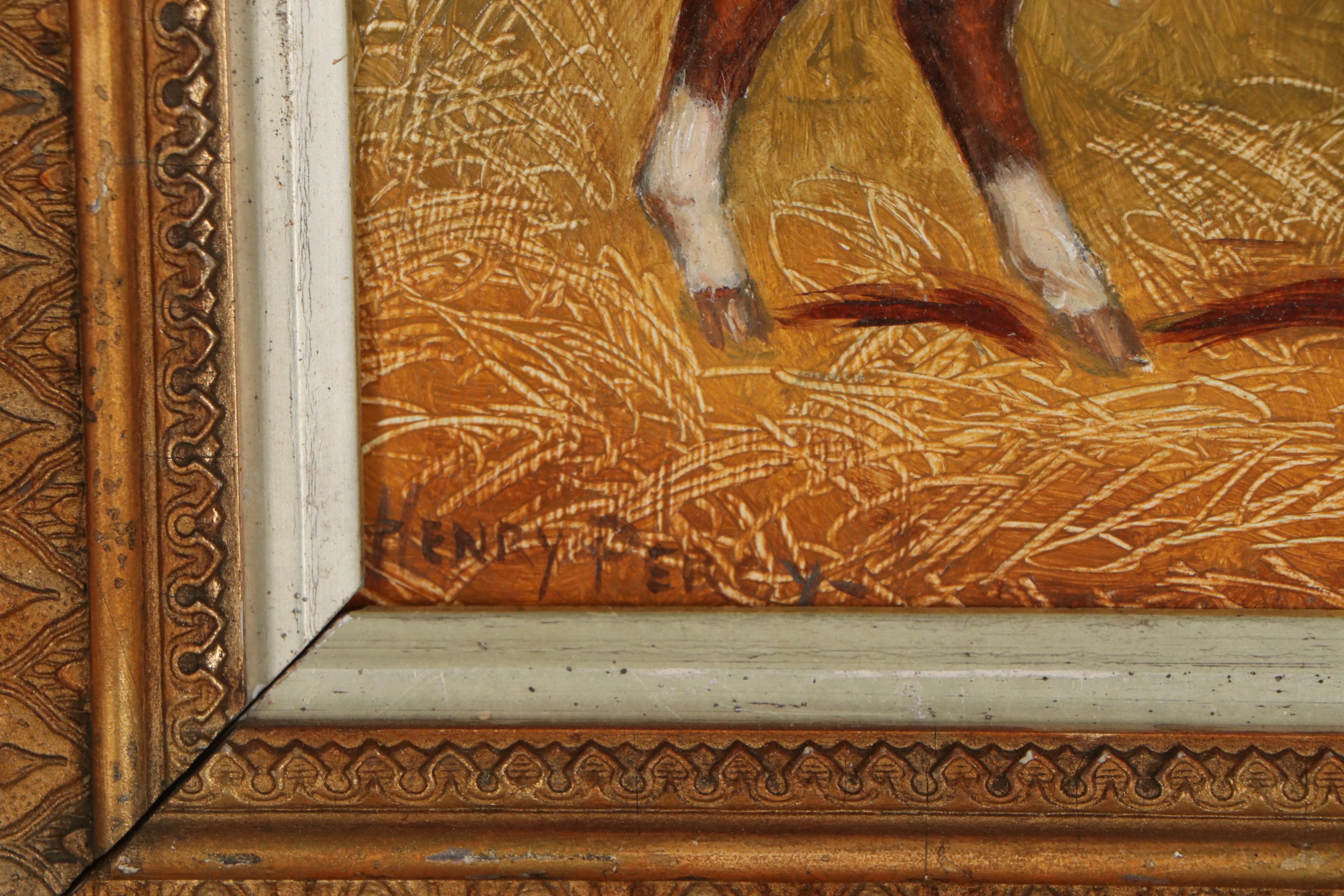 Henry Percy Oil Painting of Horse and Dog, Early 20th Century