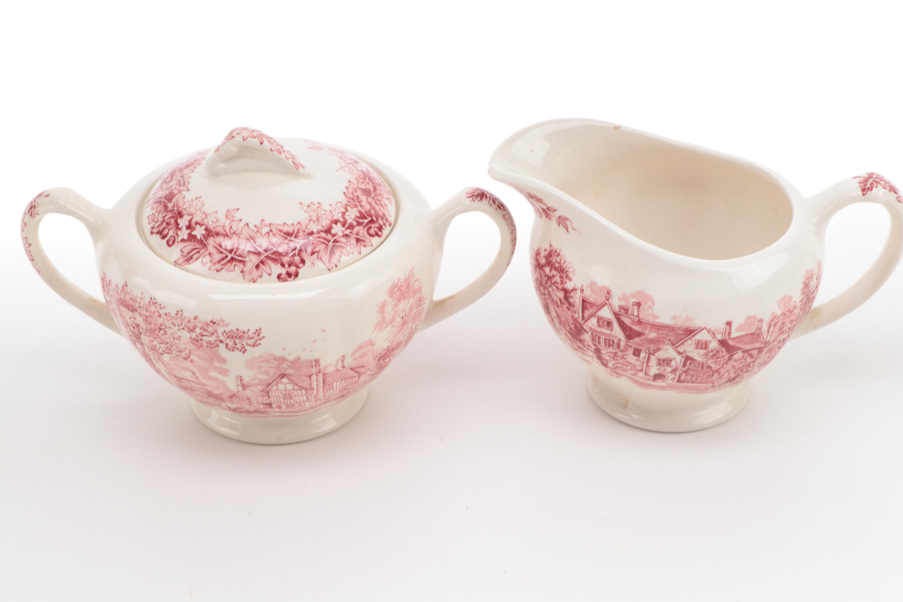 J & G Meakin "Romantic England Red" Dinnerware