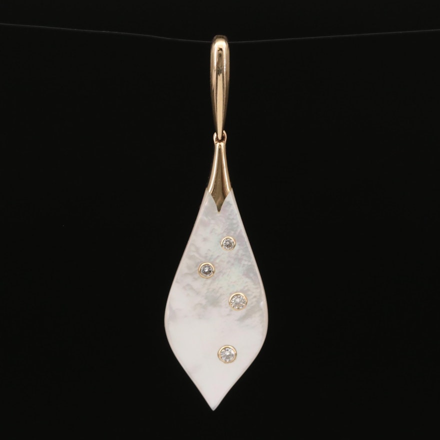 Kabana 14K Mother of Pearl and Diamond Pendant