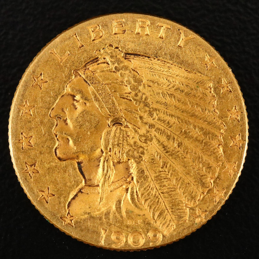 1909 Indian Head $2.50 Gold Quarter Eagle