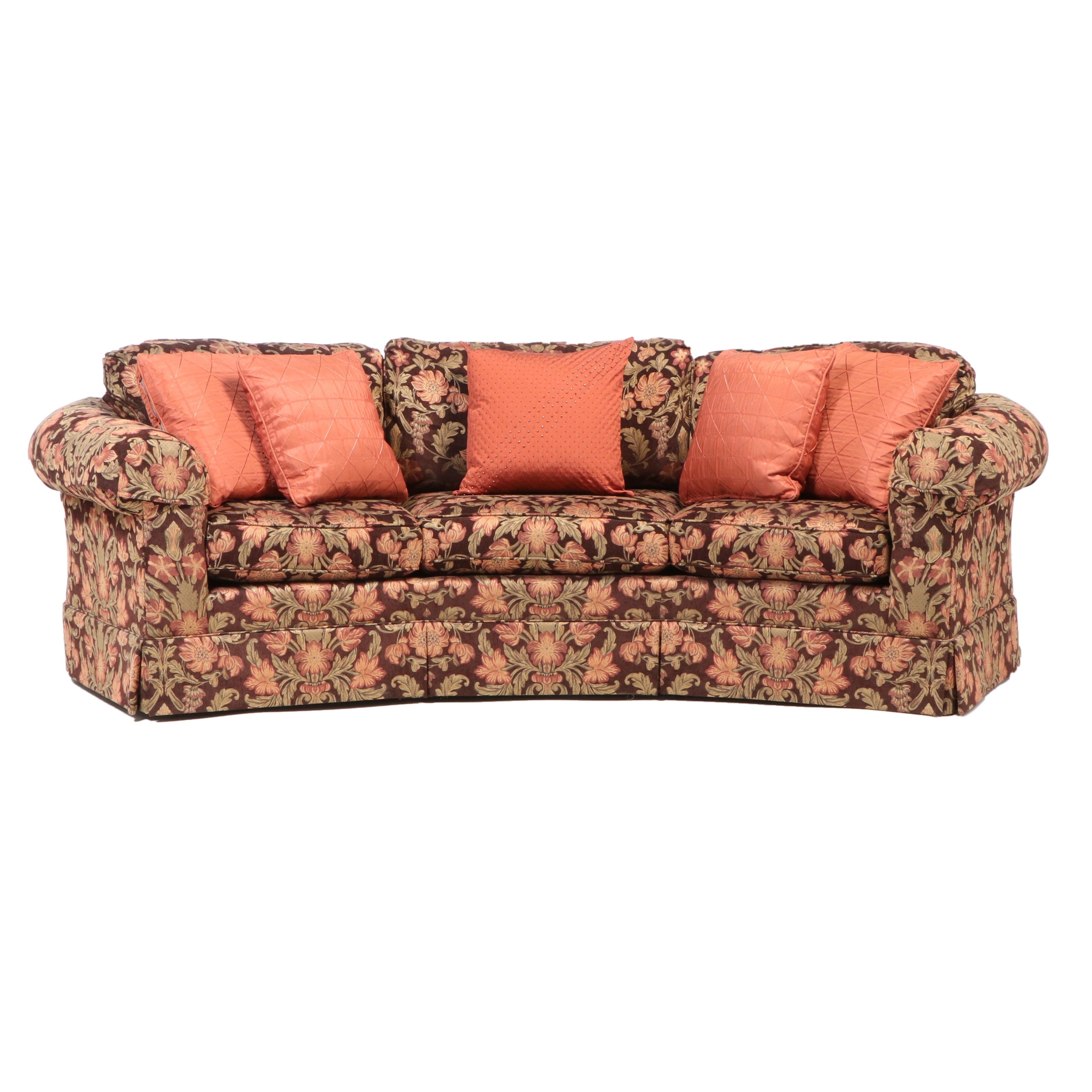 Temple Inc. Upholstered Sofa in Floral Tapestry, Late 20th Century