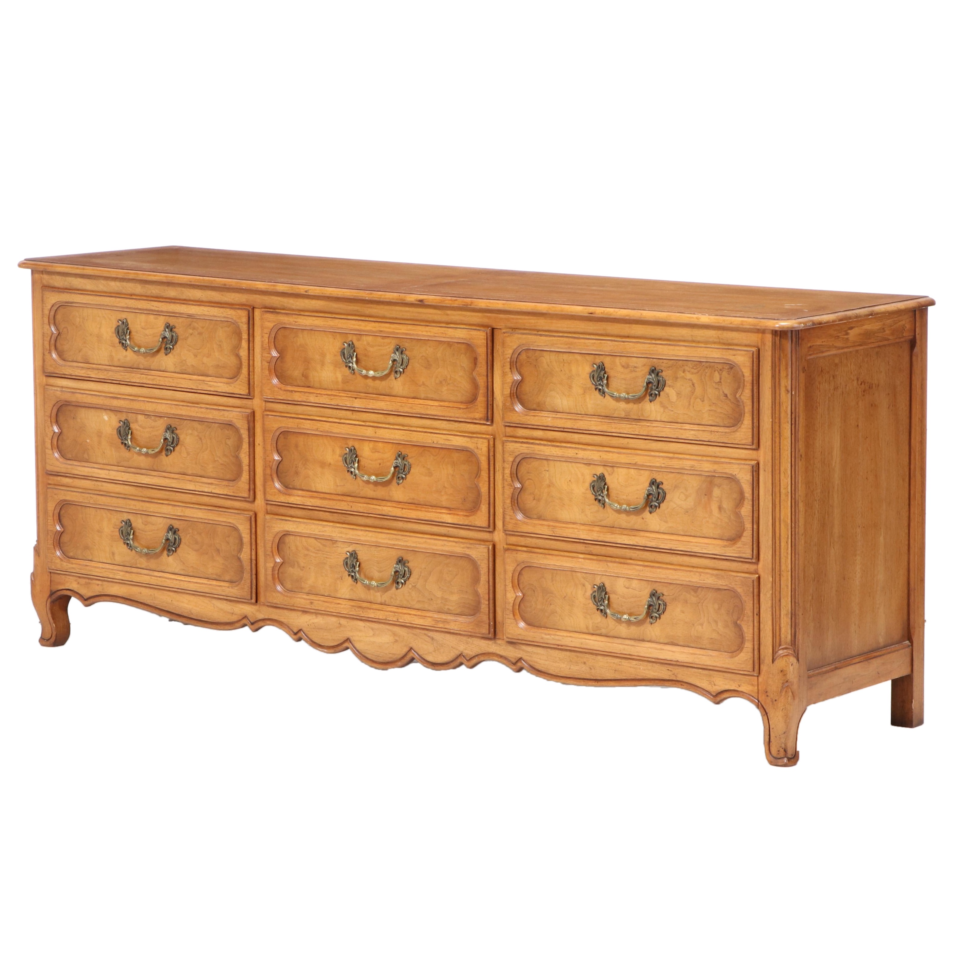 Baker Milling Road French Provincial Style Pecan Dresser, Mid-20th Century