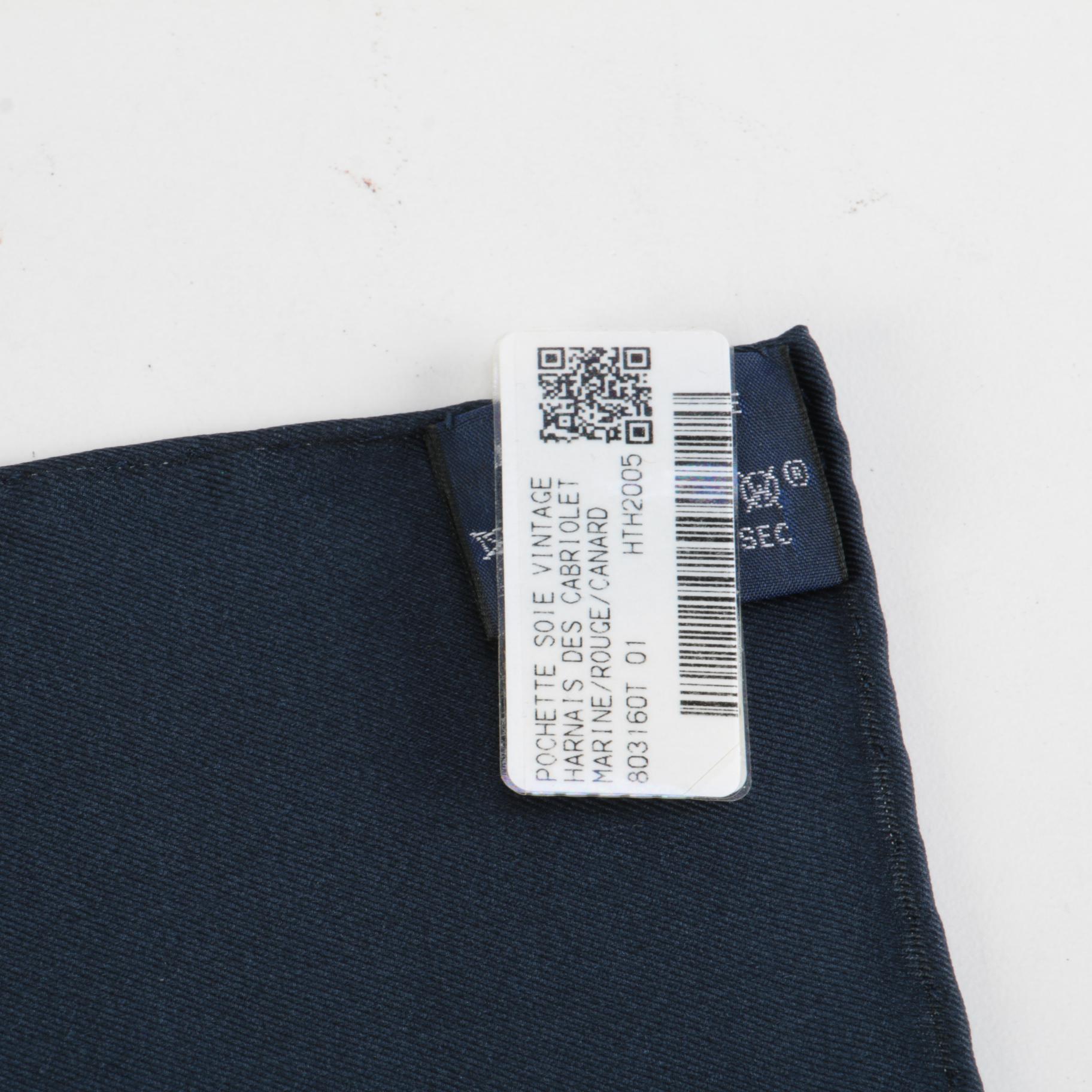 Hermès "Harnais de Cabriolet" Pochette 45 Silk Pocket Square