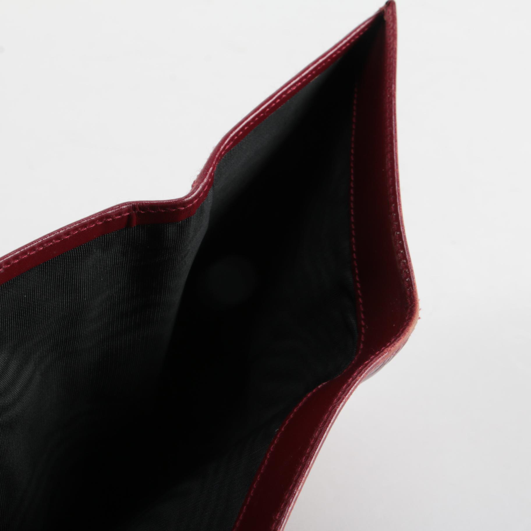 Prada Burgundy Buckle Flap Wallet in Vitello Chic Leather, Late 20th Century