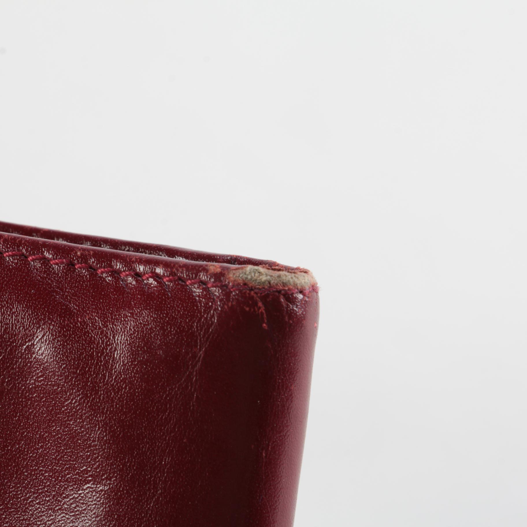 Prada Burgundy Buckle Flap Wallet in Vitello Chic Leather, Late 20th Century