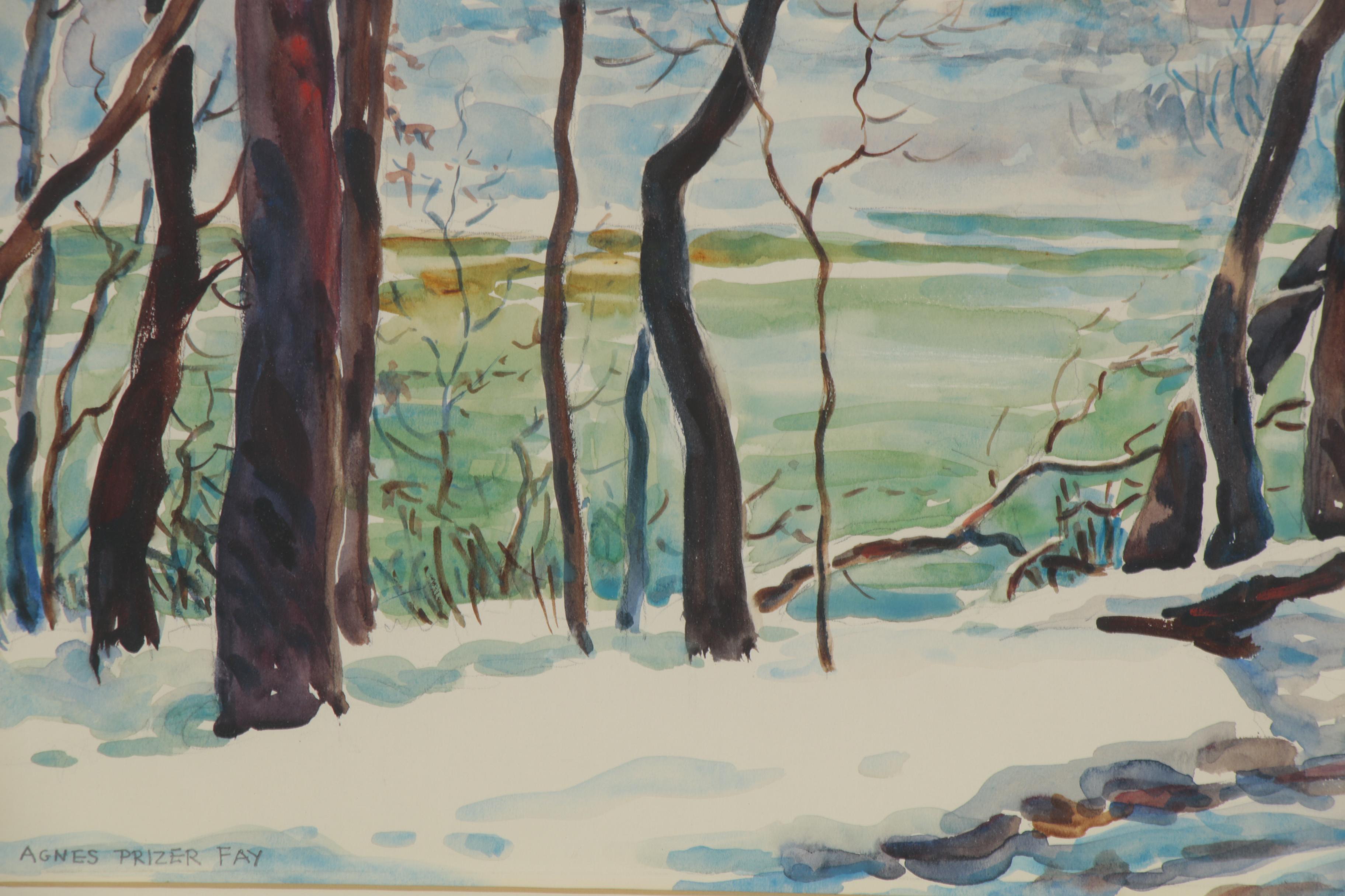 Agnes Prizer Fay Landscape Watercolor Painting "Little Miami, Winter"