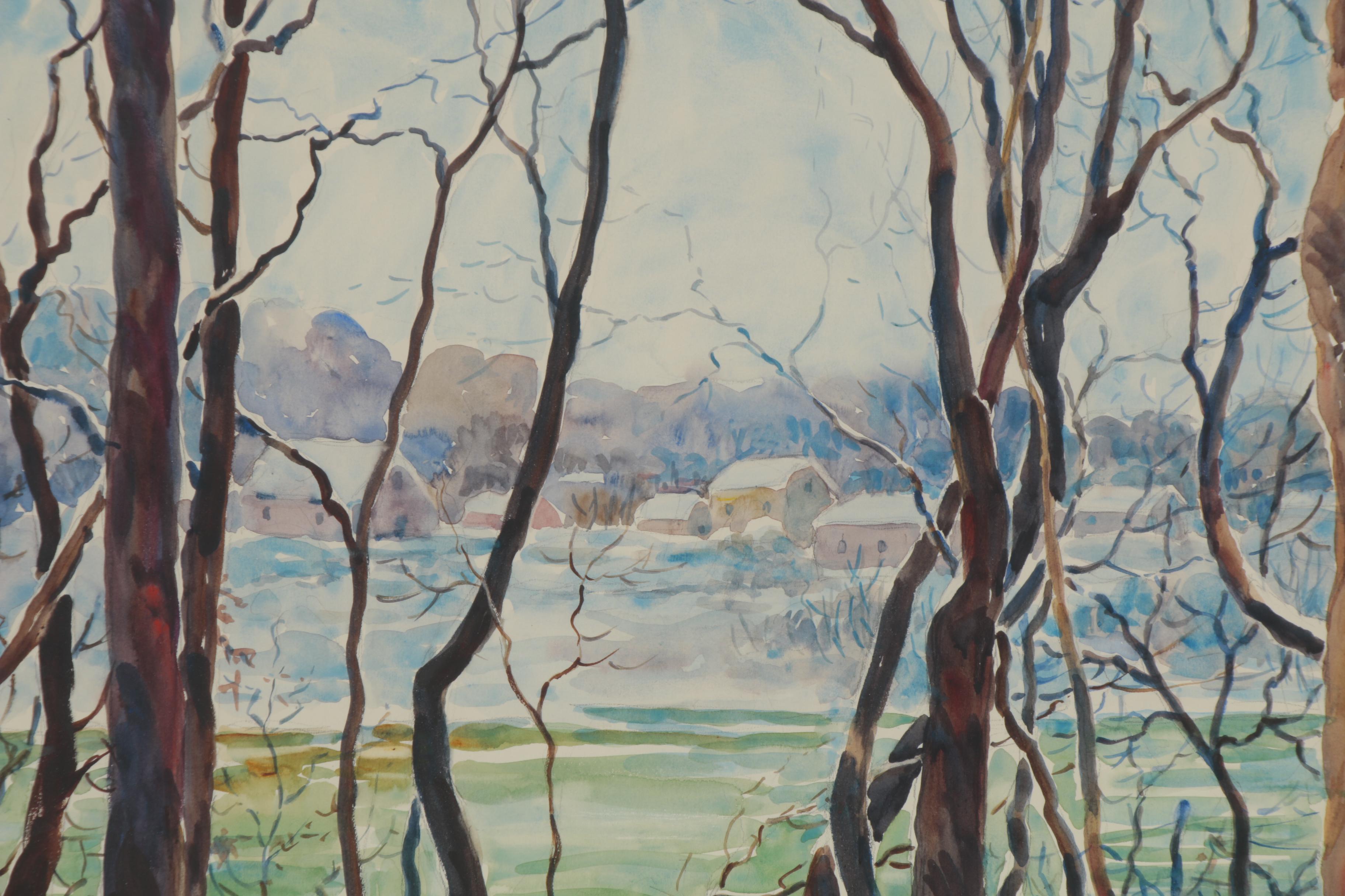 Agnes Prizer Fay Landscape Watercolor Painting "Little Miami, Winter"